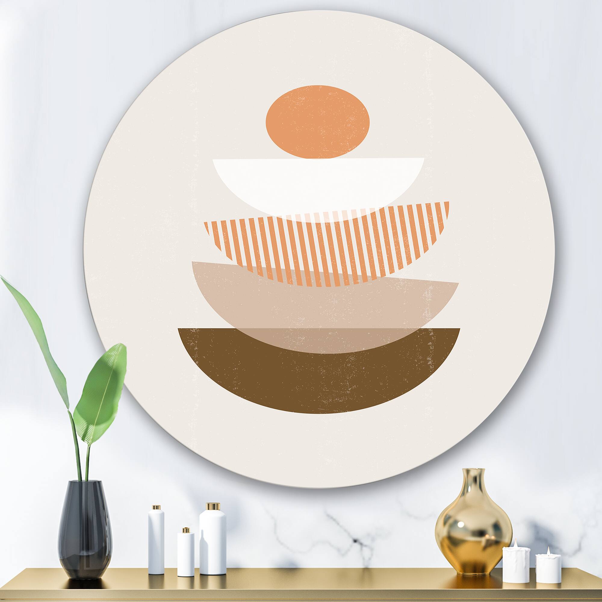 Designart - Abstract Sun & Moon Geometrics In Terracotta I