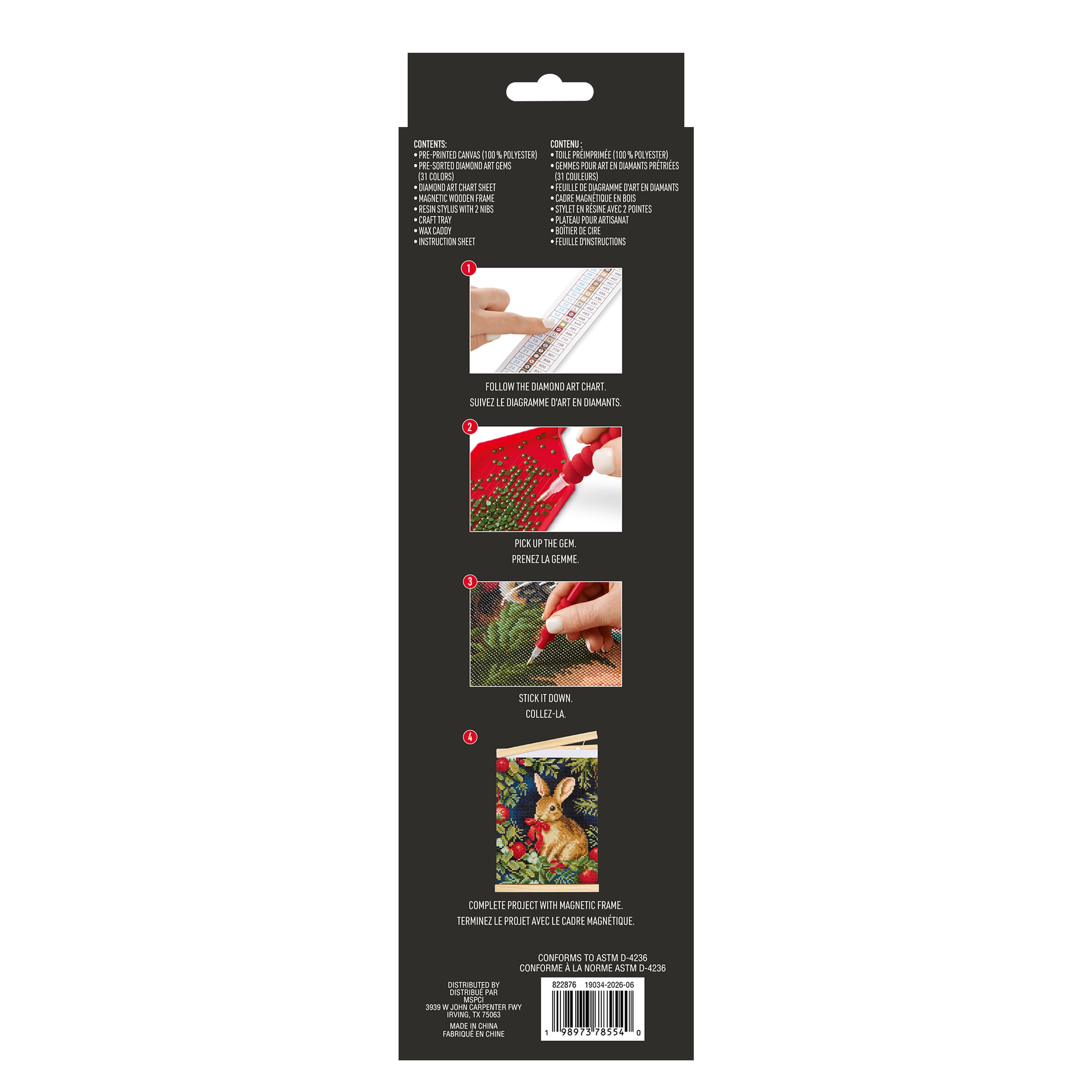 8" x 10" Rabbit Diamond Art Kit with Magnetic Wood Frame by Make Market®
