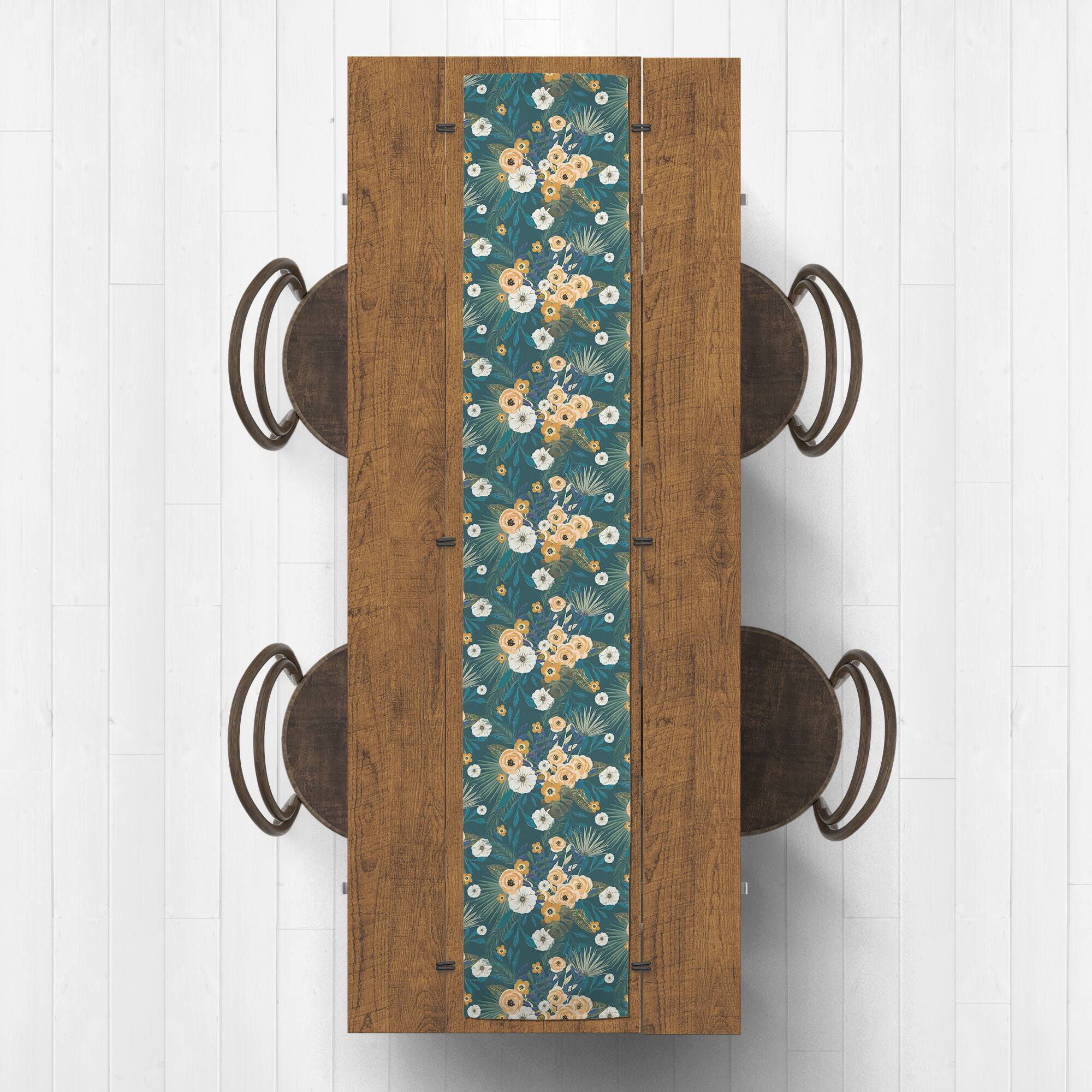 90" Tropical Floral Cotton Twill Runner