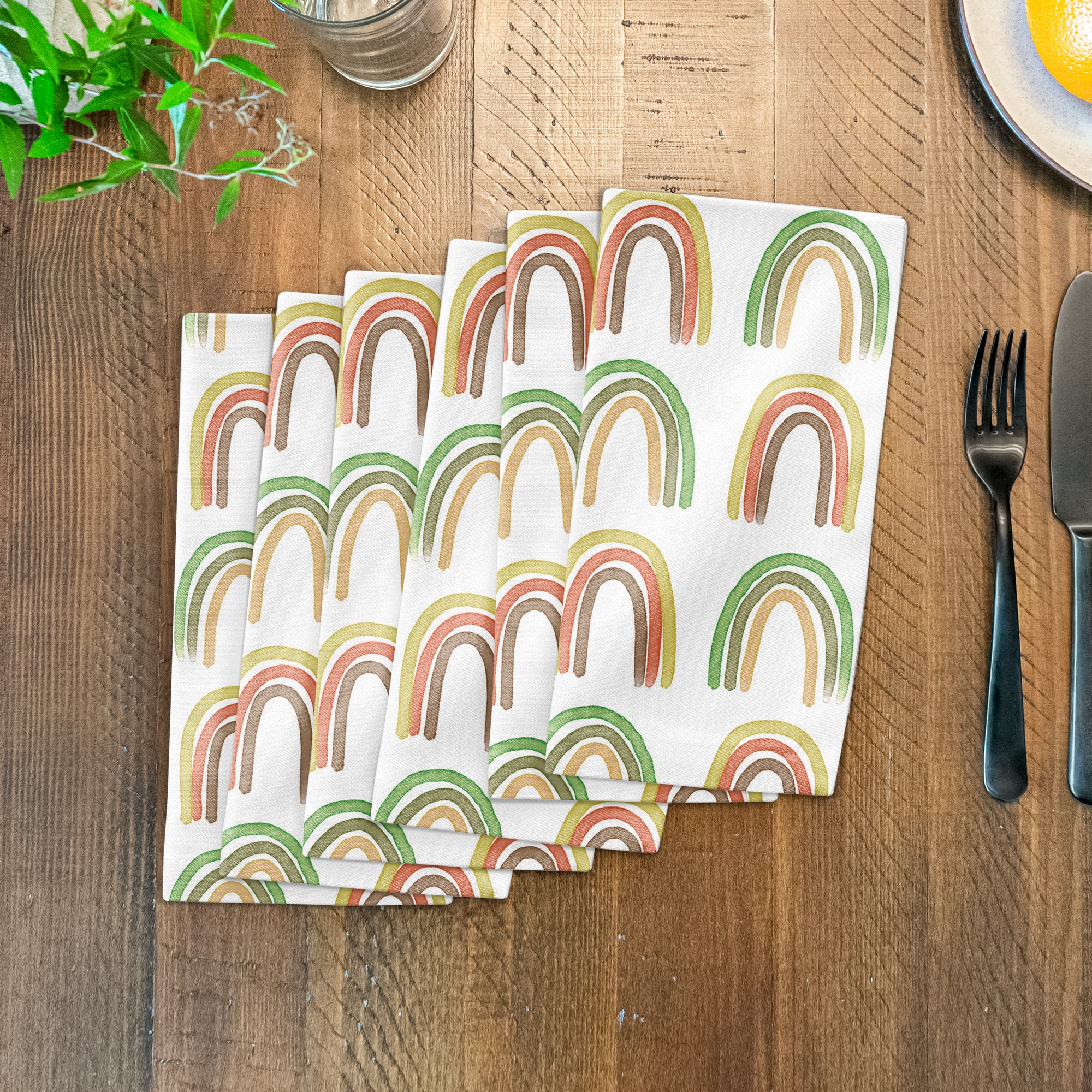 Straight Rainbow Pattern 10" x 10" Cotton Twill Napkin
