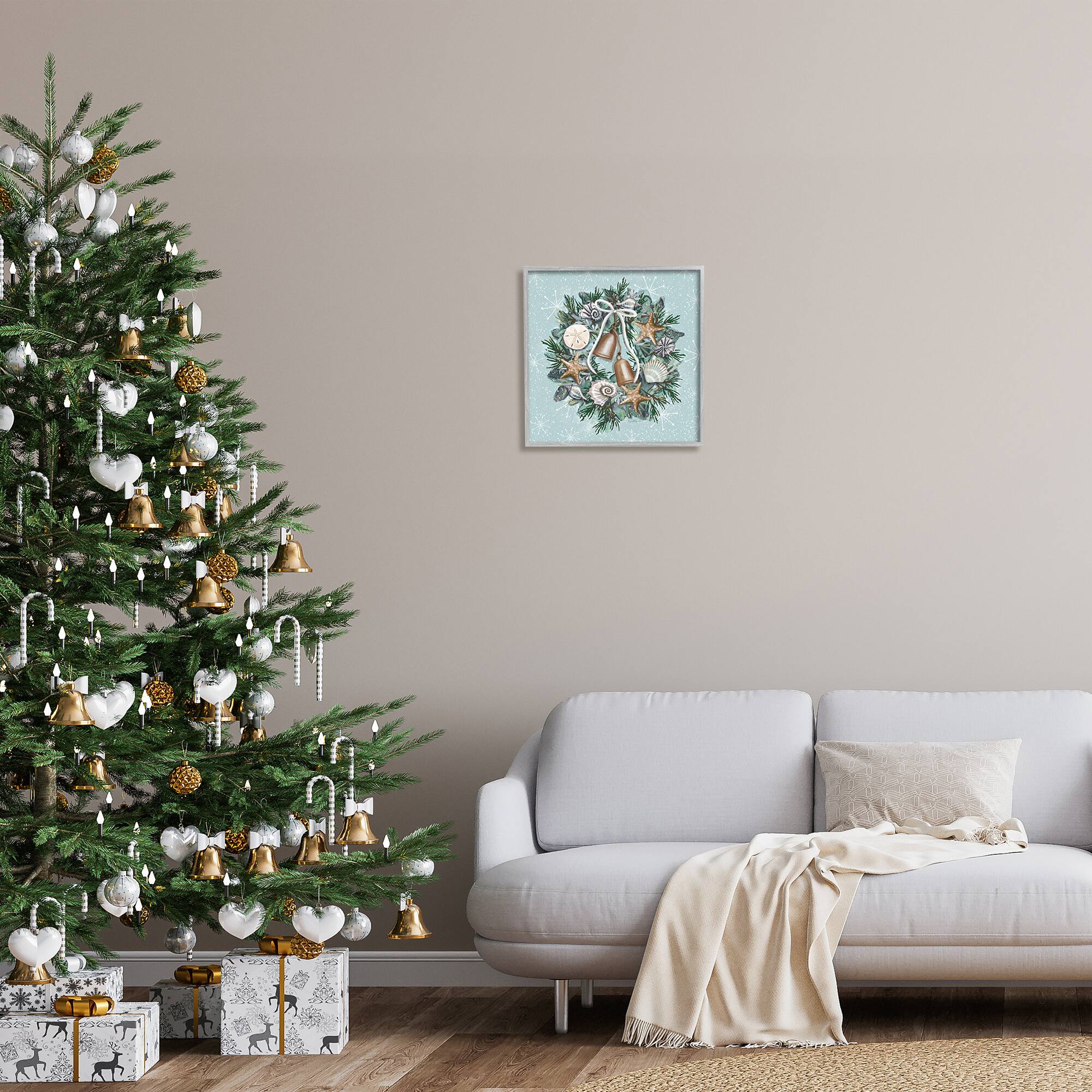Stupell Industries Nautical Holiday Seashell Wreath Framed Giclee Art