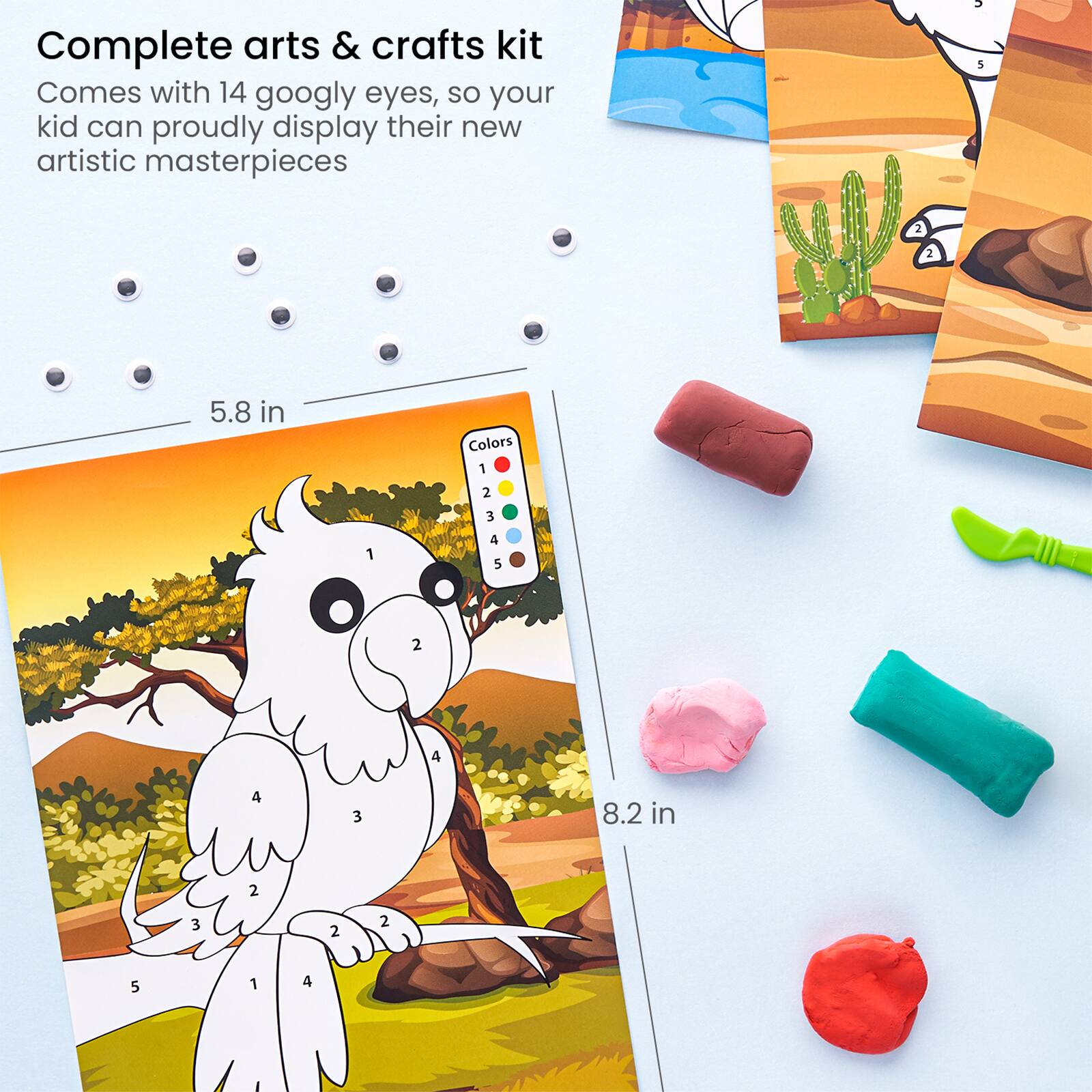 Arteza® Kids Safari Clay By Numbers Kit, 56 pcs