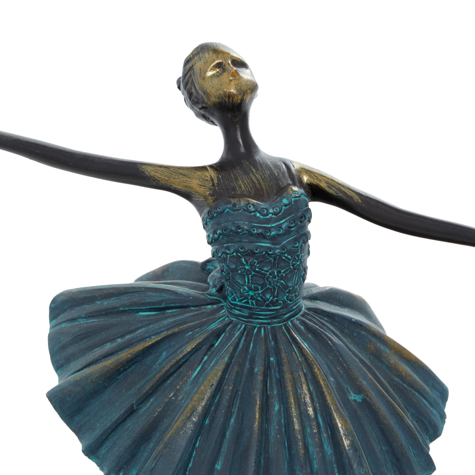 Set of 3 Teal Polystone Traditional Dancer Sculpture