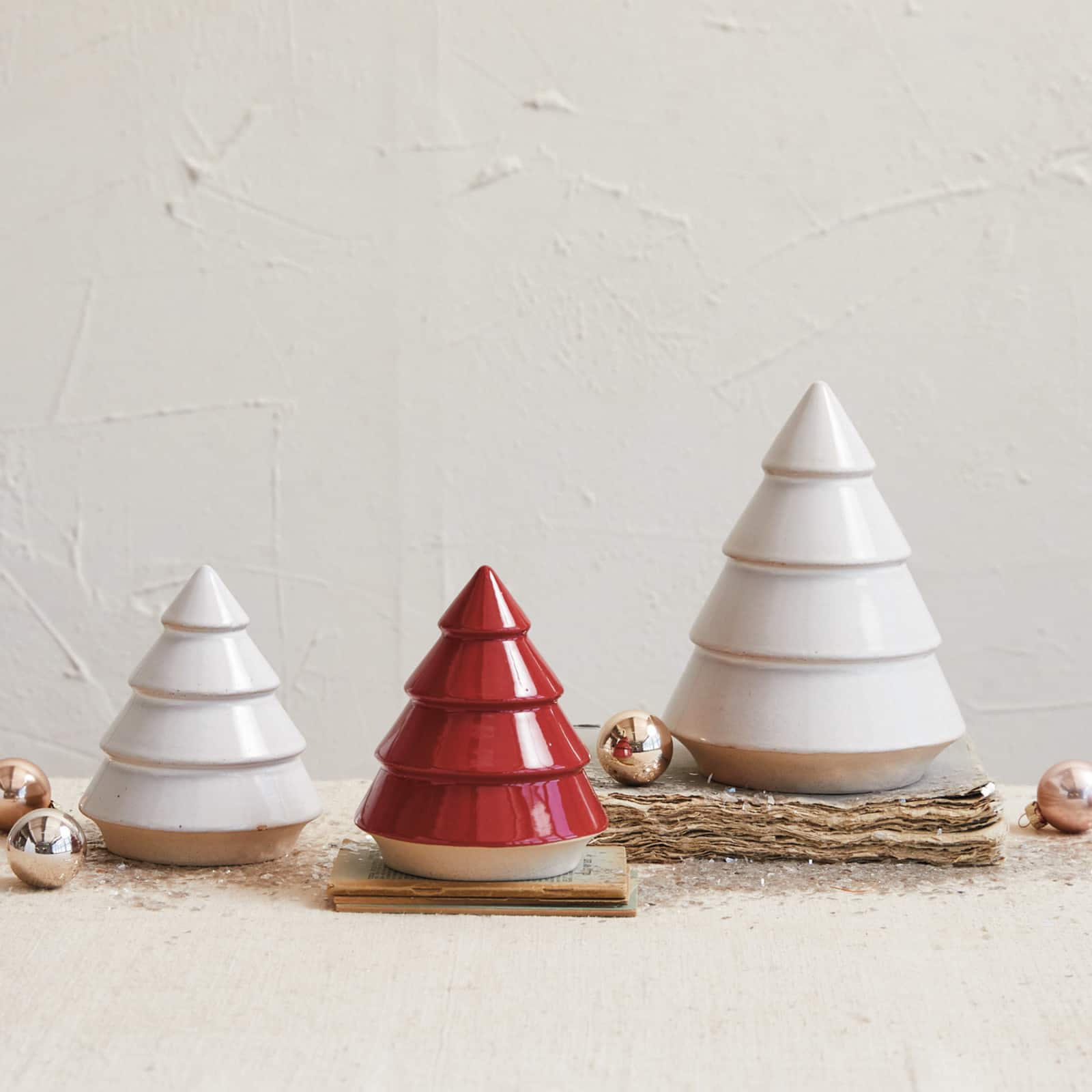 Hello Honey® 5" Red Decorative Unglazed Stoneware Tree