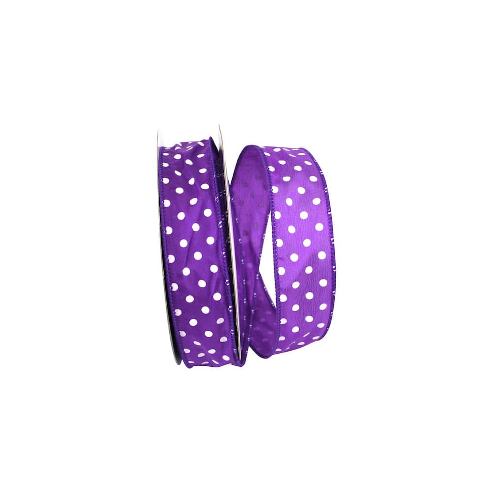 JAM Paper 1.5" x 50yd. Satin Striking Dots Wired Ribbon