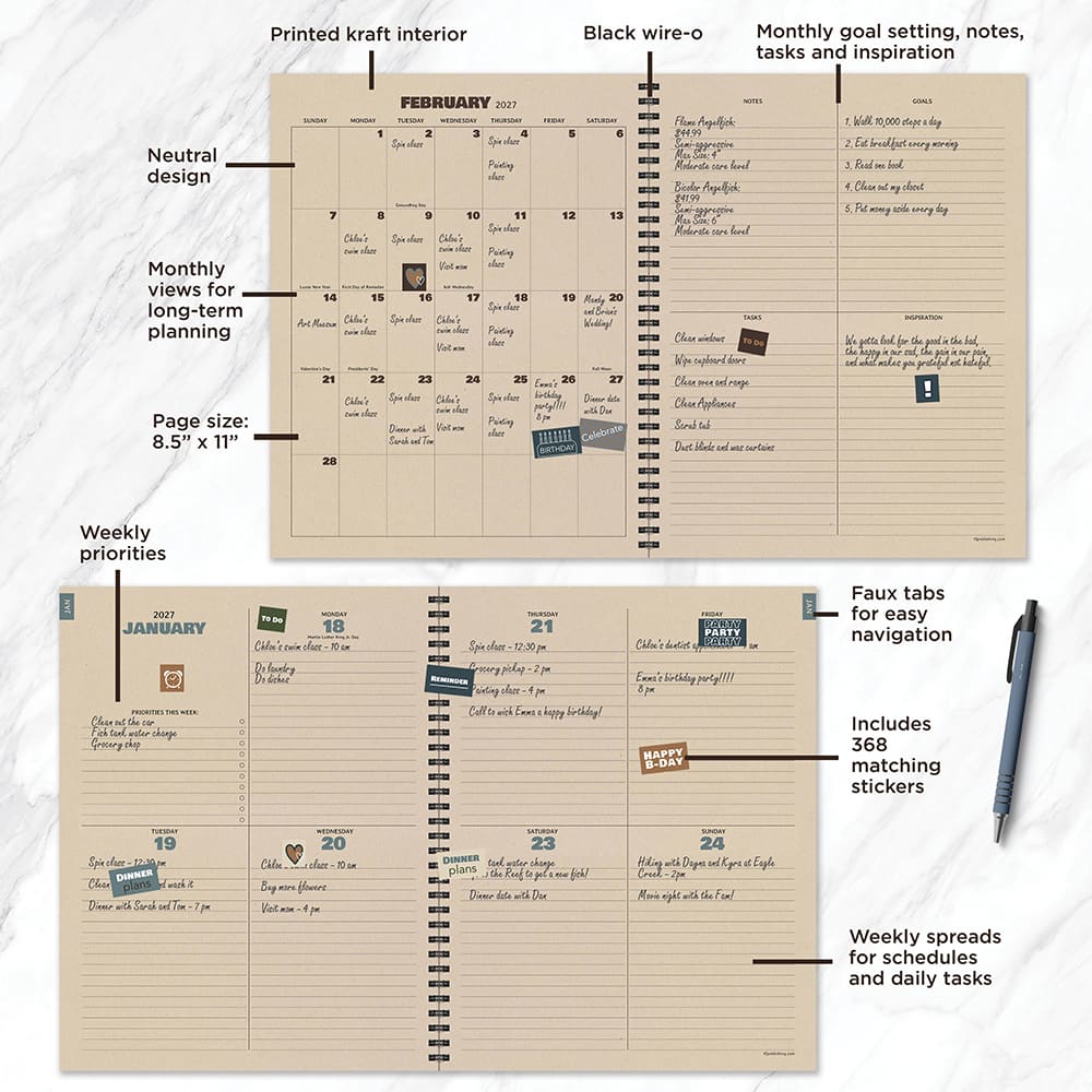 2027 Foggy Forest Large Weekly Monthly Planner
