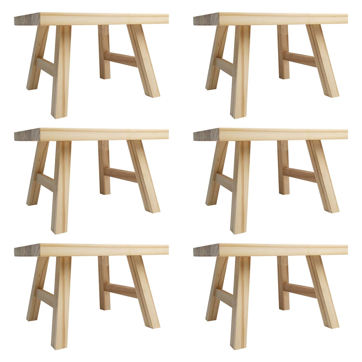 6 Pack: 13" Unfinished Wooden Step Stool by Make Market®