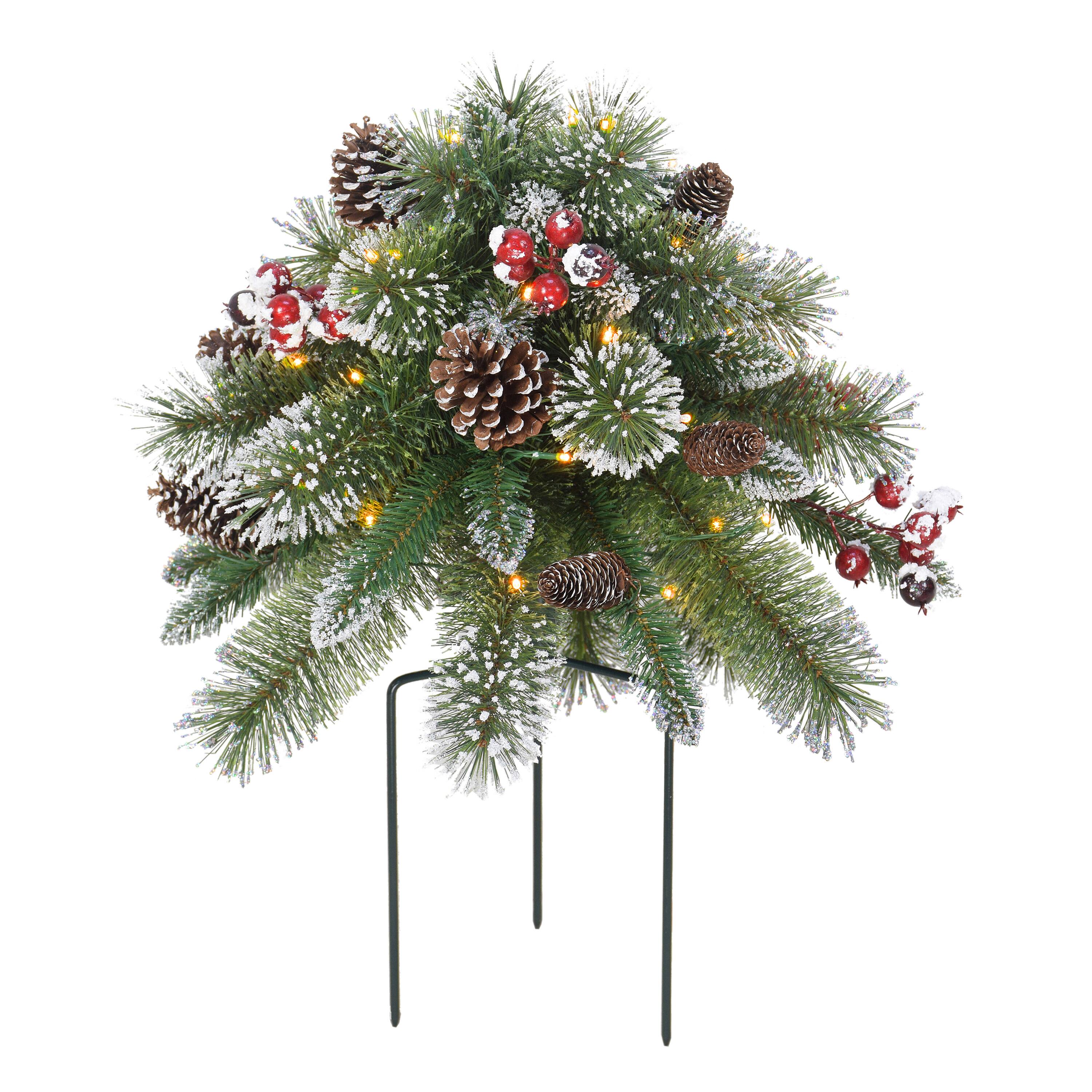 18" Pre-Lit LED Snowy Urn Filler