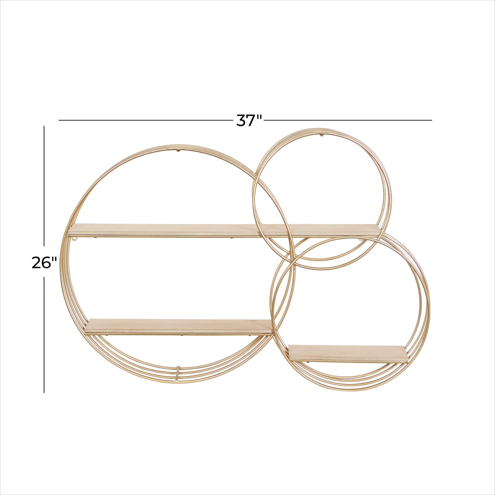 Gold Metal Contemporary Wall Shelf, 26" x 37" x 6"