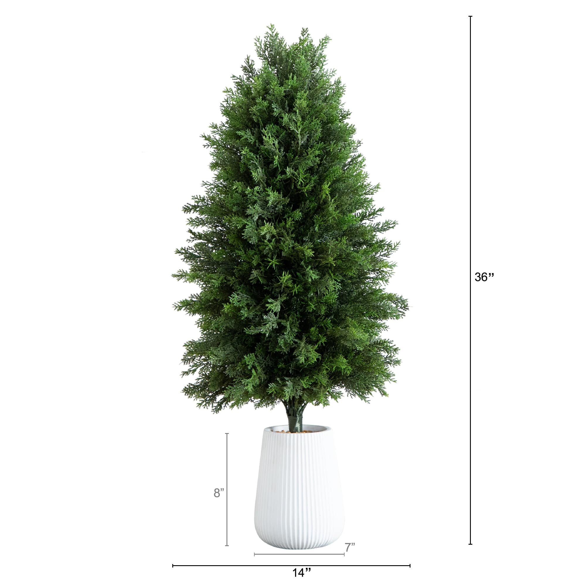3ft. UV-Resistant Cedar Tree in Decorative White Planter