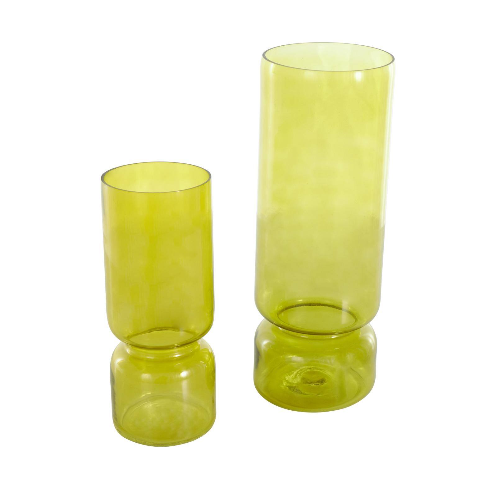 Green Modern Round Glass Vase Set