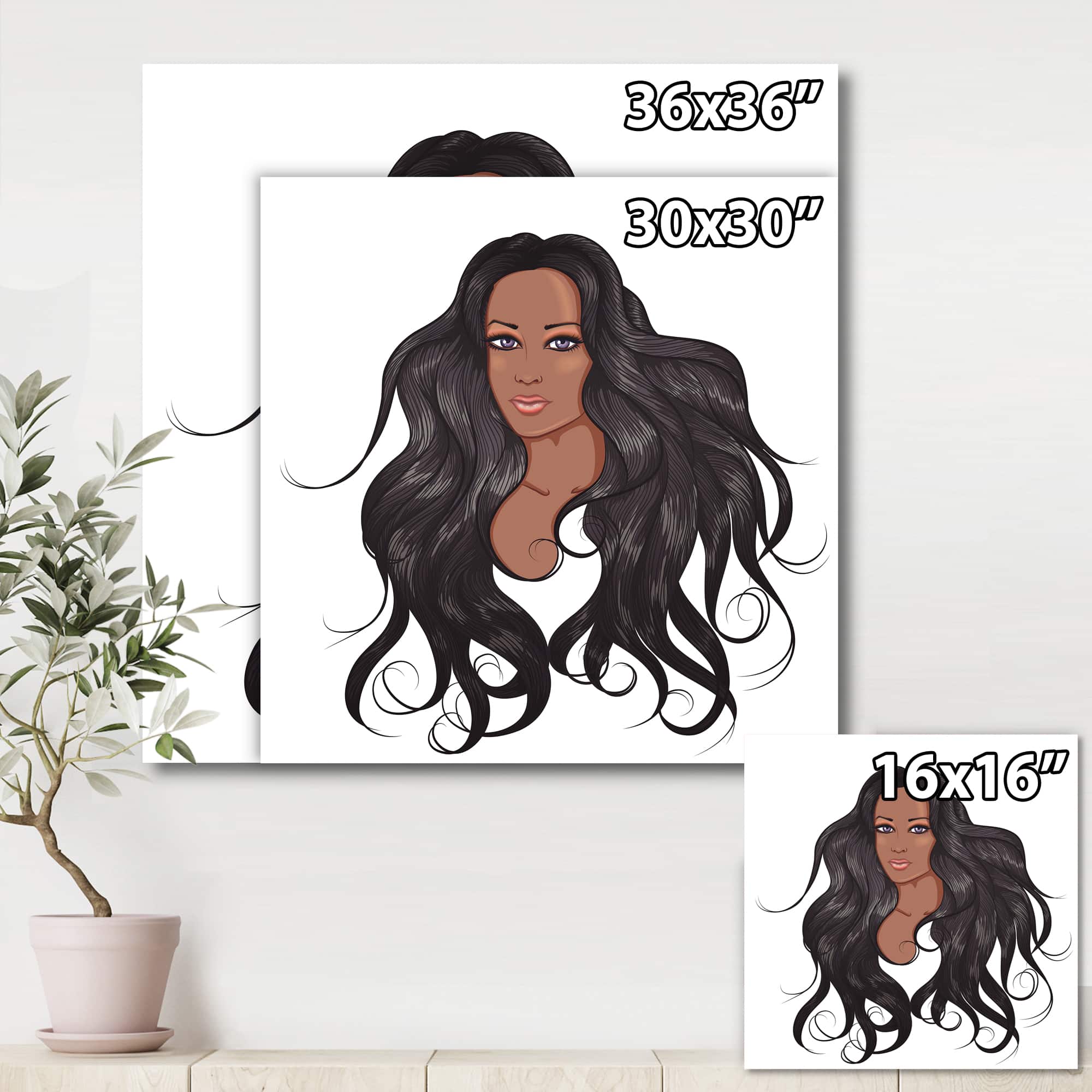 Designart - Portrait Of African American Woman XV - Modern Canvas Wall Art Print