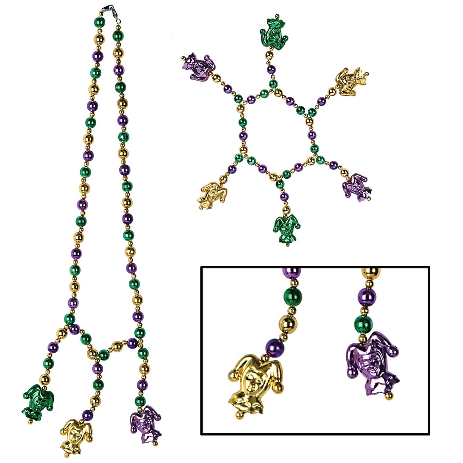 Beistle Mardi Gras Beads Choker and Bracelet Set