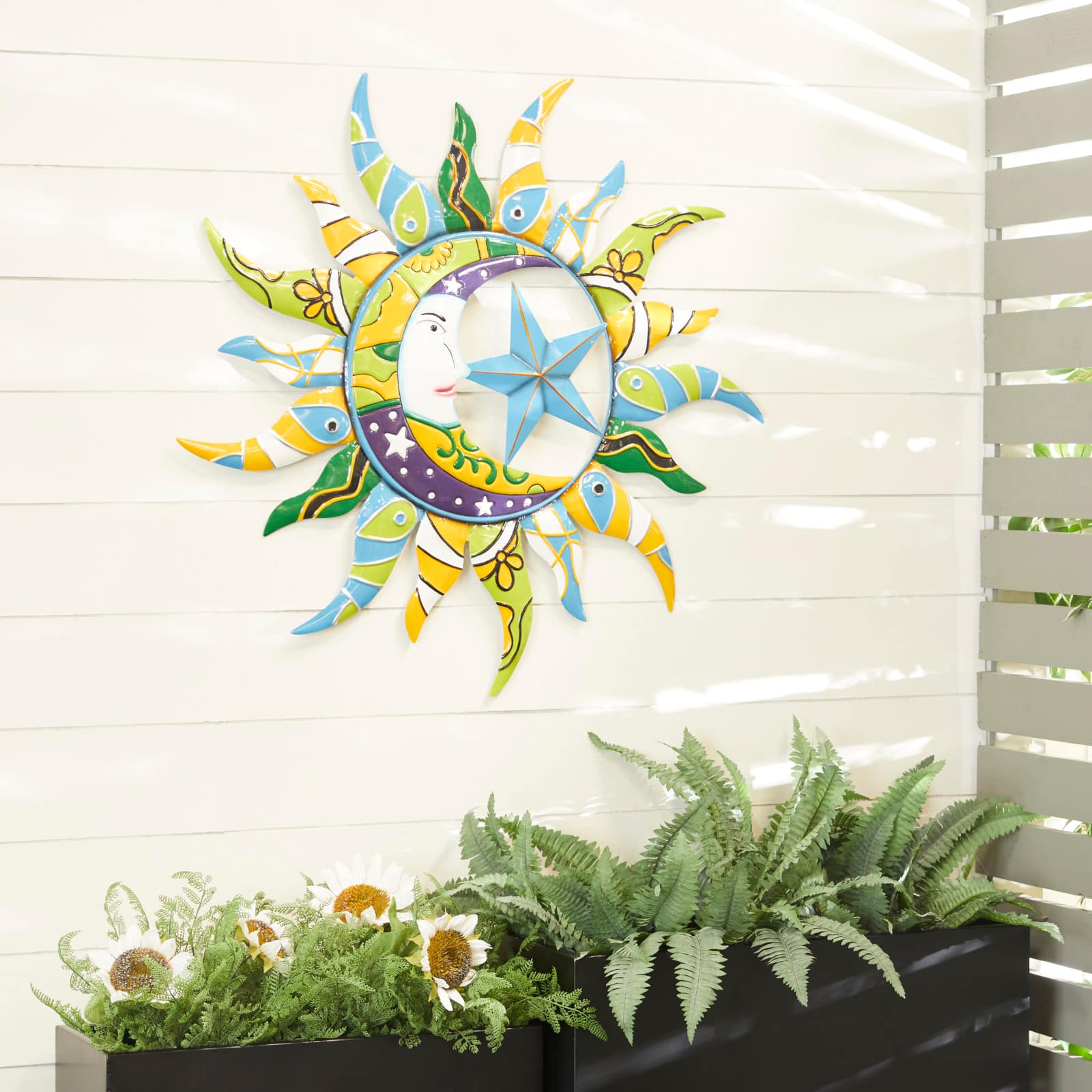 Multi Colored Iron Eclectic Stars Wall Decor, 36" x 2" x 36"