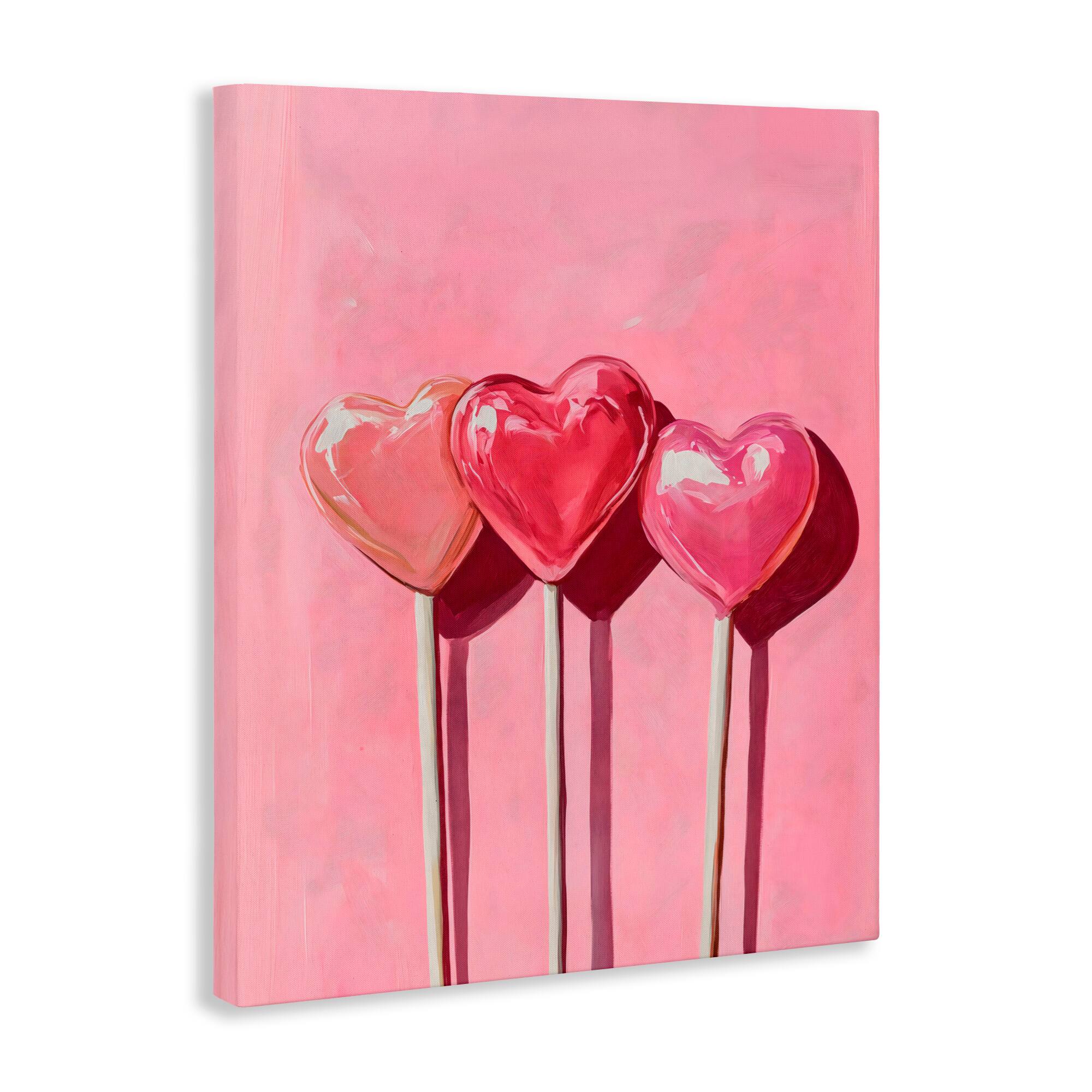 Stupell Industries Three Lollipops on Pink Canvas Wall Art