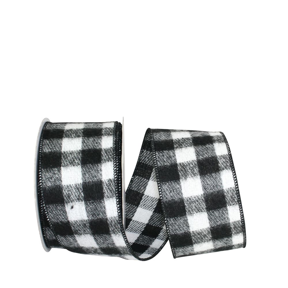 JAM Paper 2.5" x 10yd. Flannel Wired Edge Brushed Gingham Ribbon