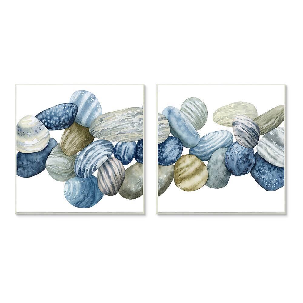 Stupell Industries Rows of Stones Organic Blue Brown Patterns,12" x 12"