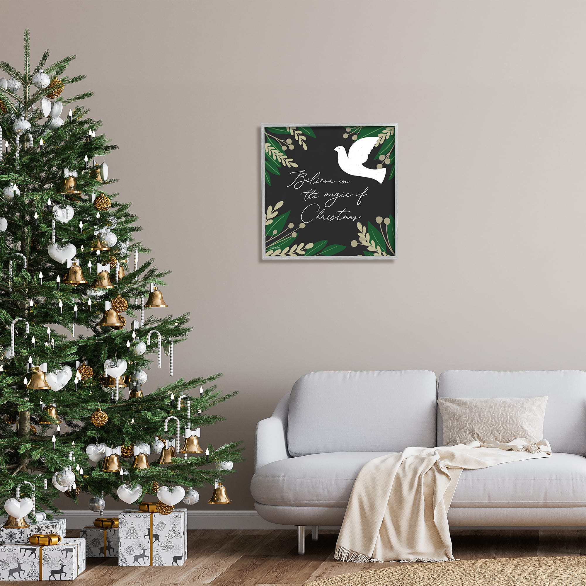 Stupell Industries Magic Of Christmas Botanical Dove Framed Giclee Art