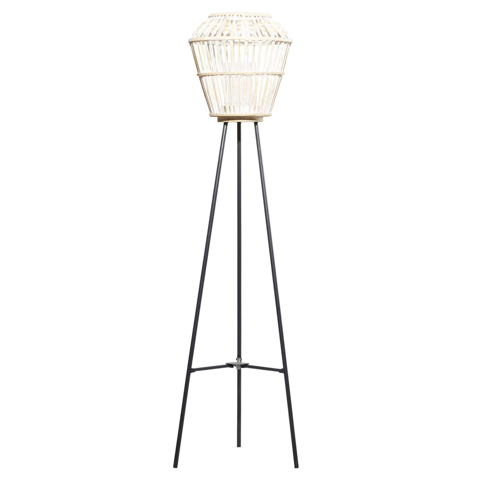 White Metal Natural Lantern, 55" x 13" x 13"