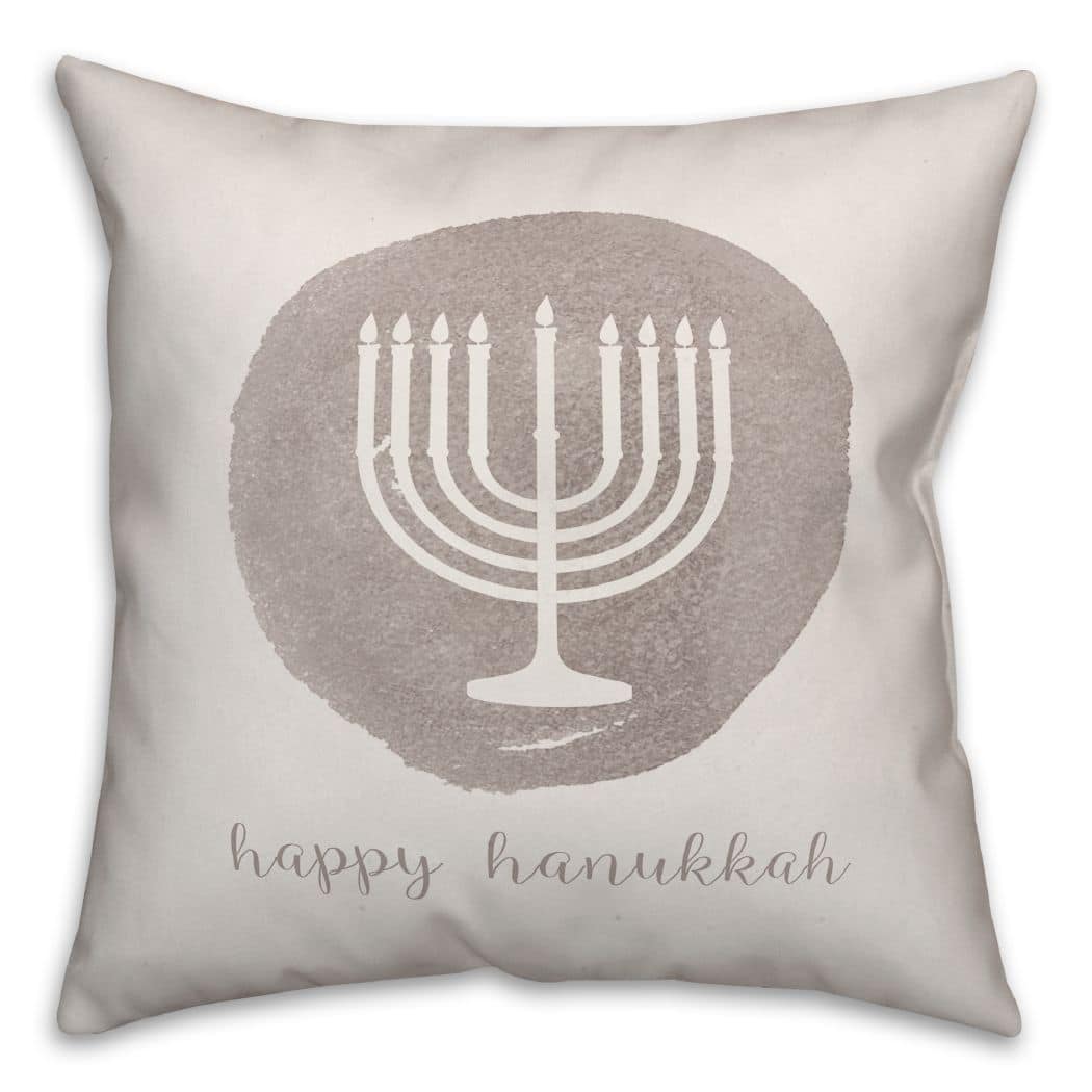 Watercolor Menorah 18x18 Spun Poly Pillow
