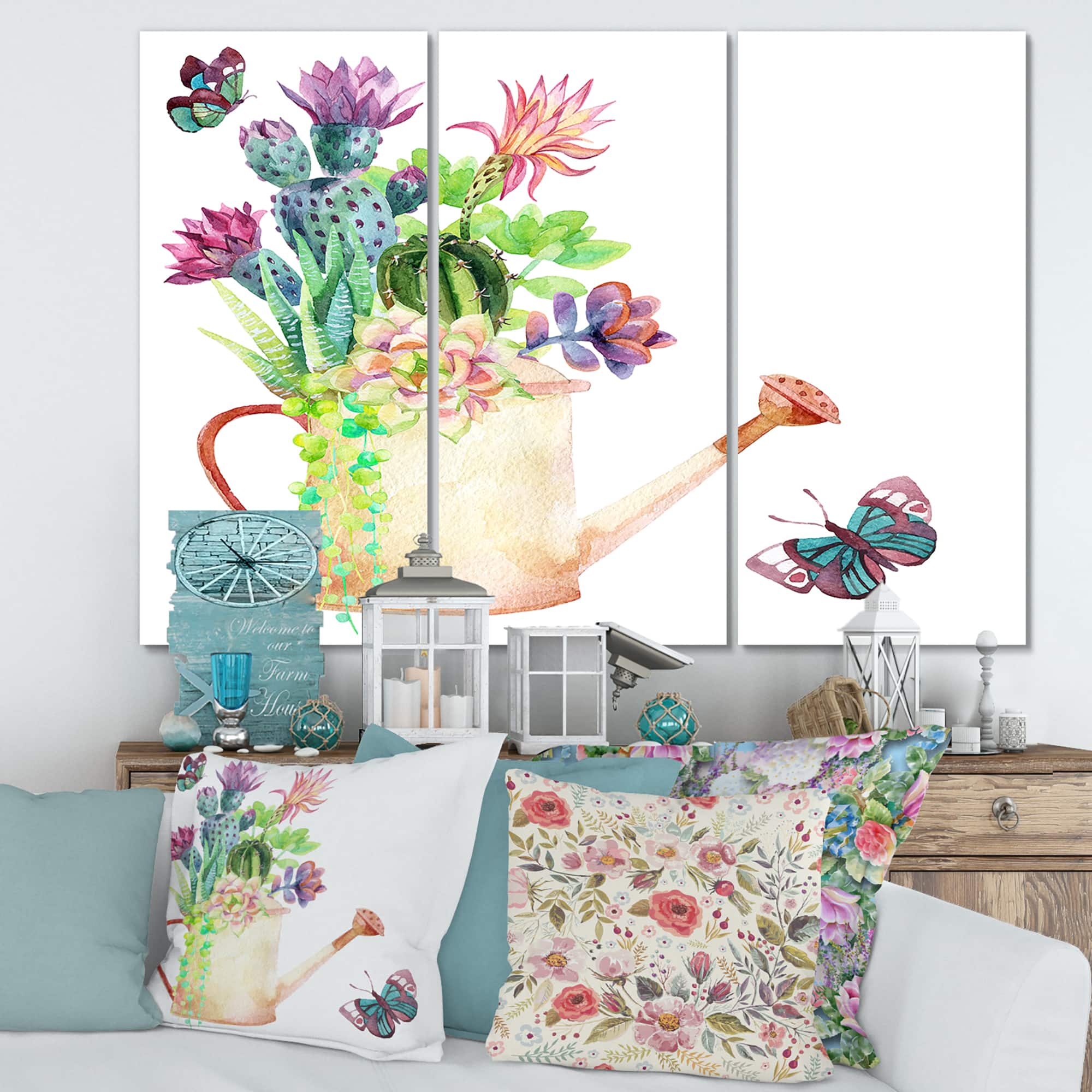 Designart - Succulents In Old Watering Can