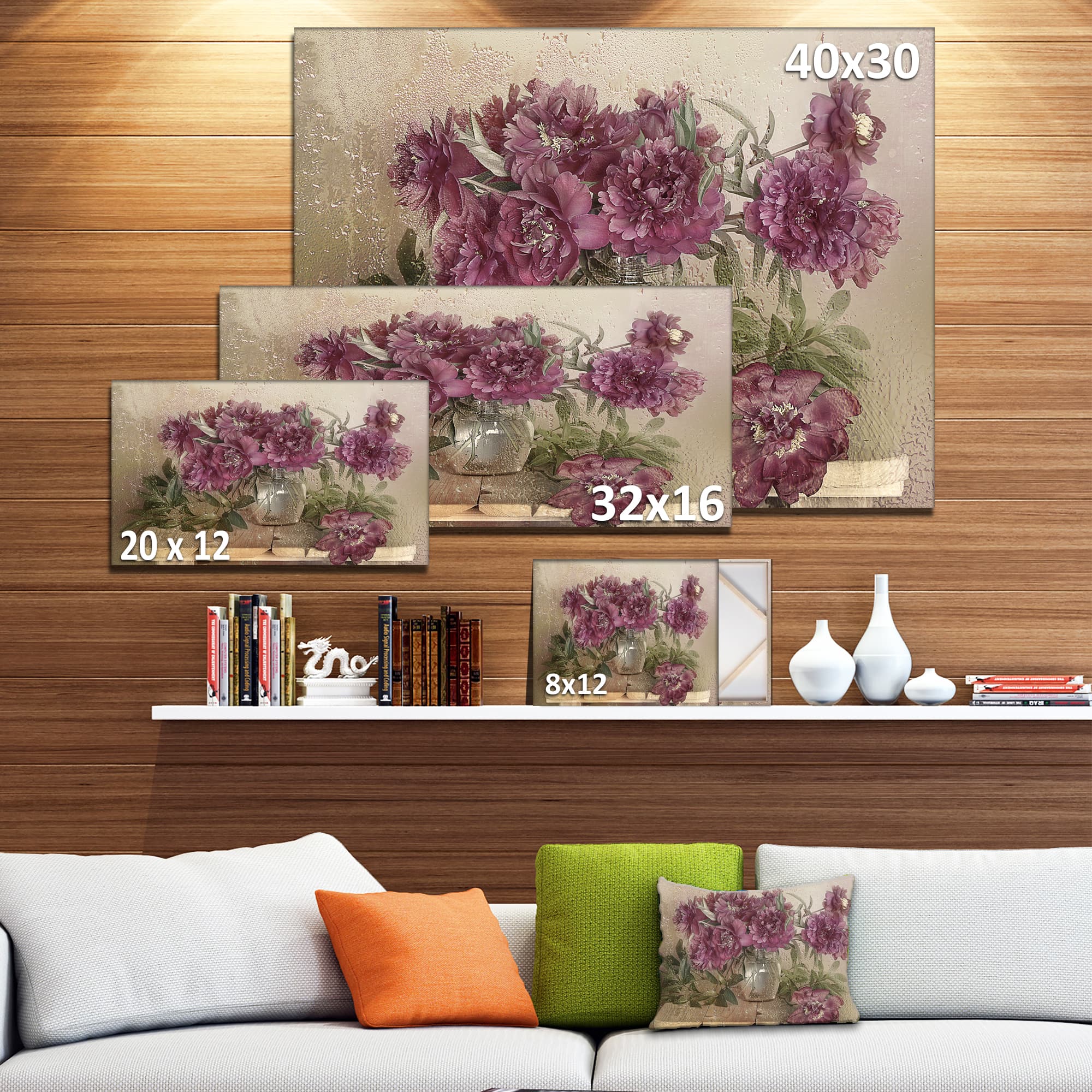 Designart - Bouquet of Pink Peonies - Floral Art Canvas Print