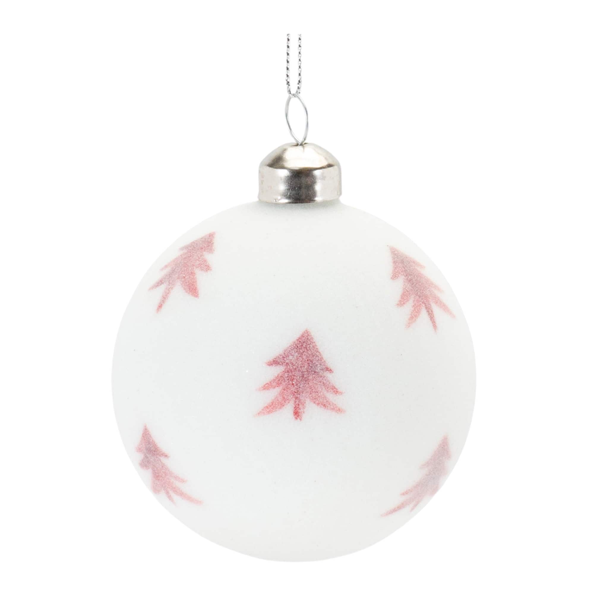 Frosted Snowflake & Tree Ball Ornament Set