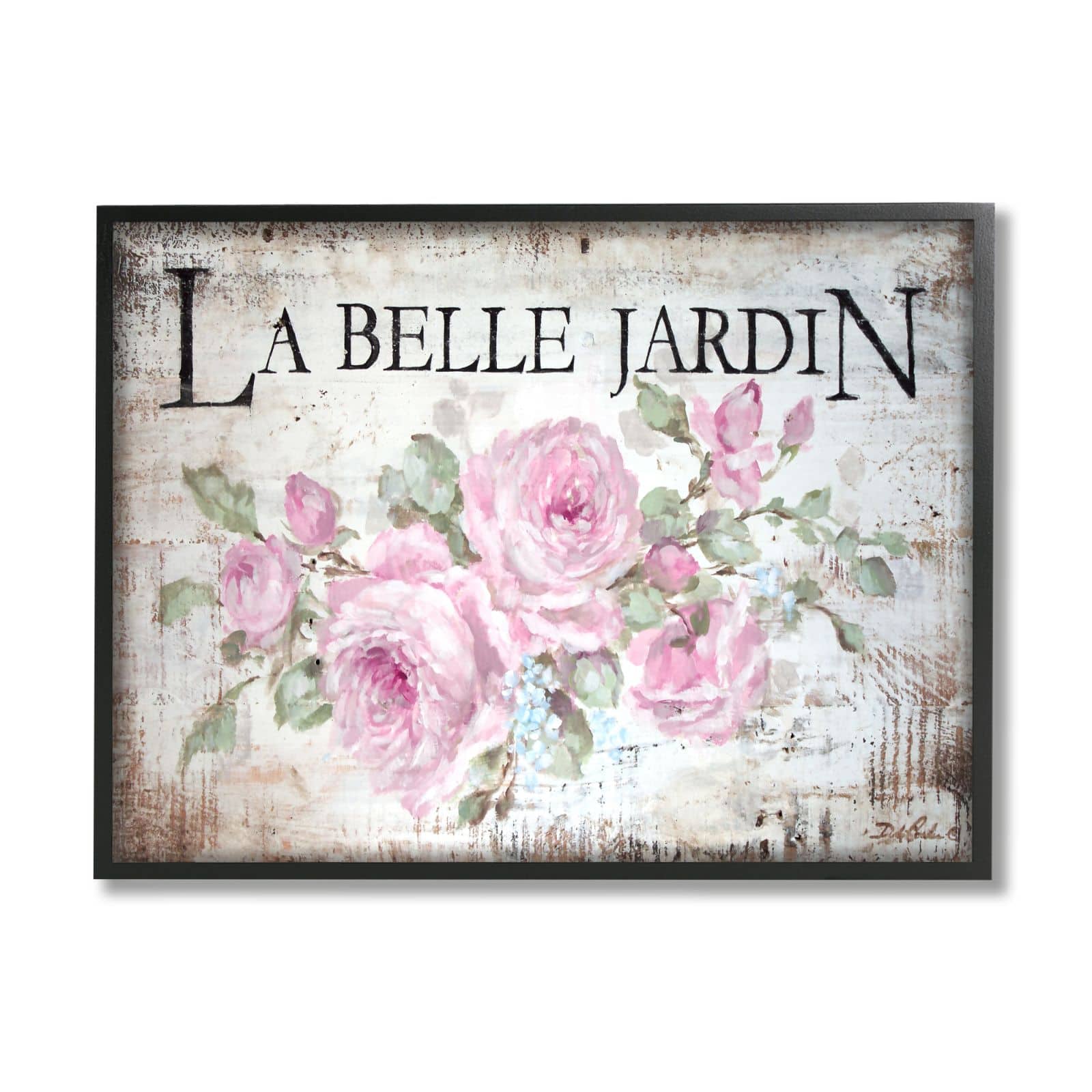 Stupell Industries La Belle Jardin Vintage Parisian Advertisement Pink Roses Framed Wall Art