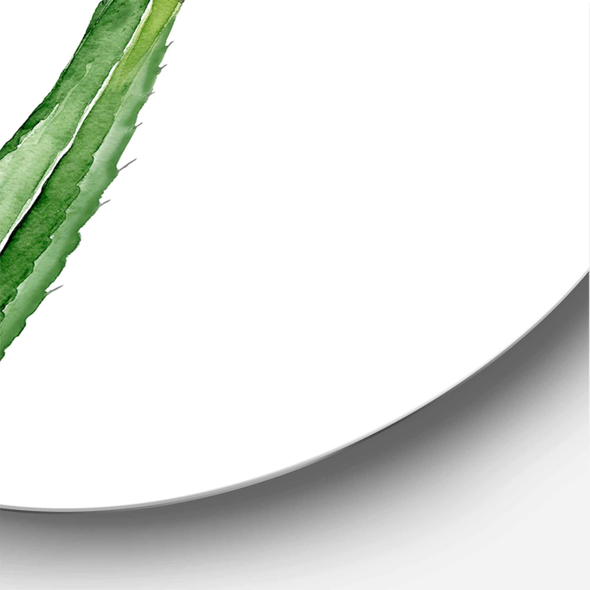 Designart - Green Cactus South Western Plant Botanical Detail - Tropical Metal Circle Wall Art