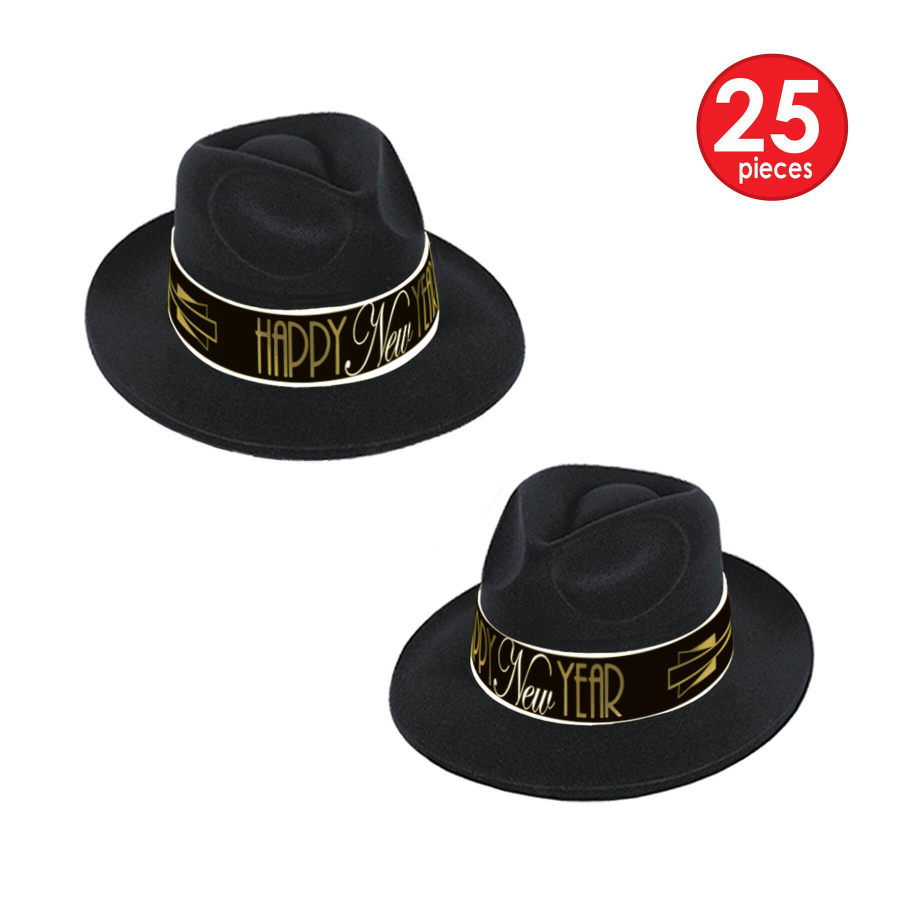 Beistle New Year 1920’s Black & Gold Hats, Tiaras, Horns & Serpentine Kit