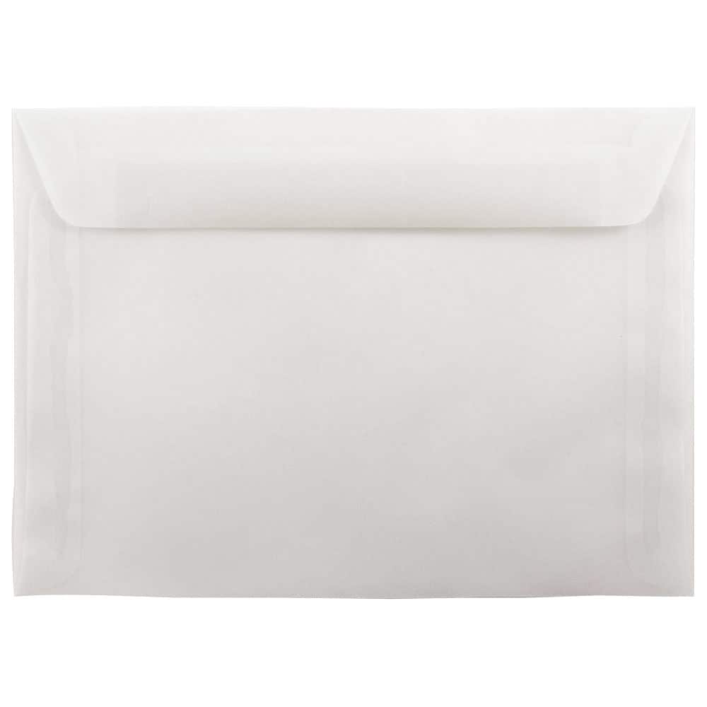 JAM Paper 7.5" x 10.5" Translucent Clear Vellum Envelopes, 25ct.
