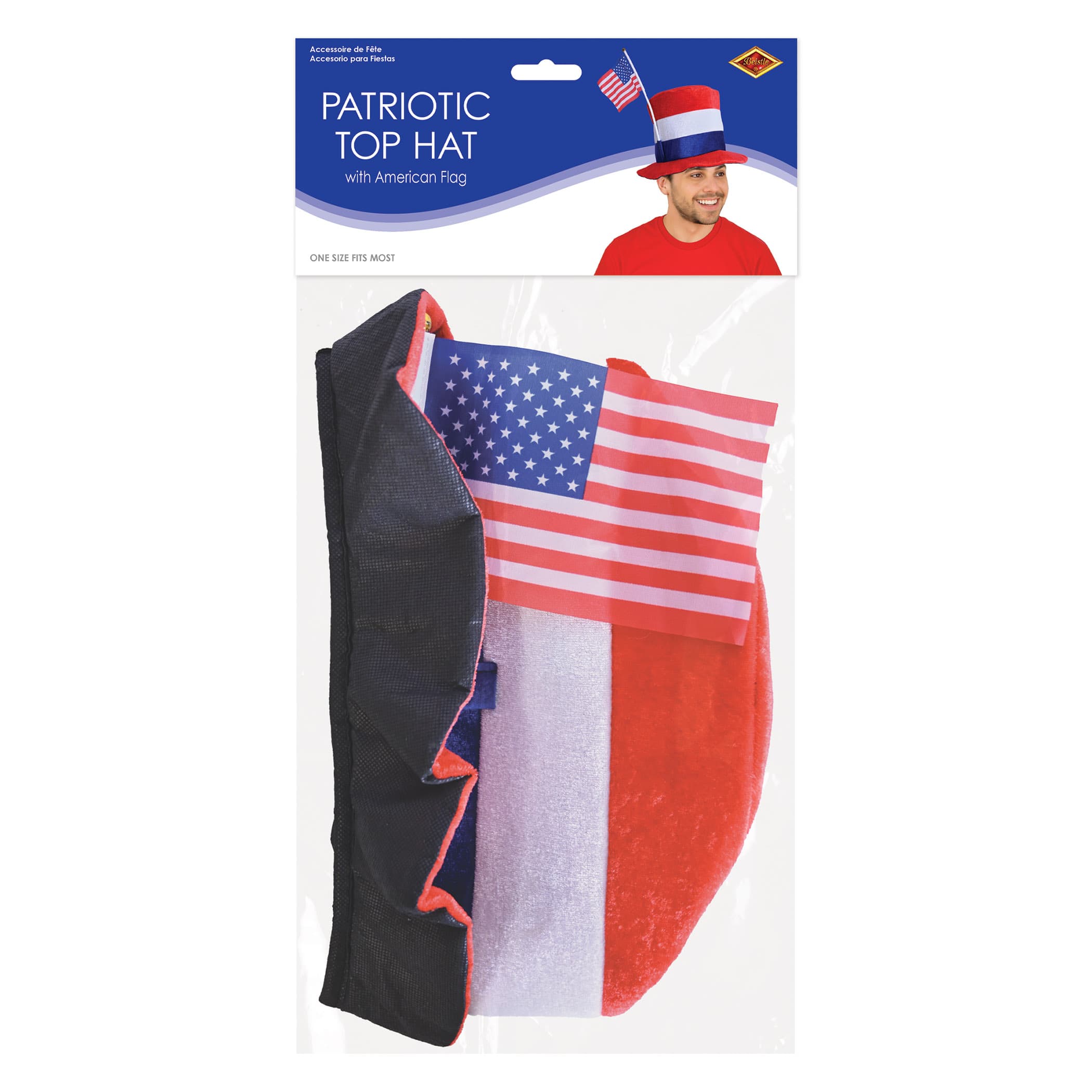 Beistle Patriotic Top Plush Hat with American Flag