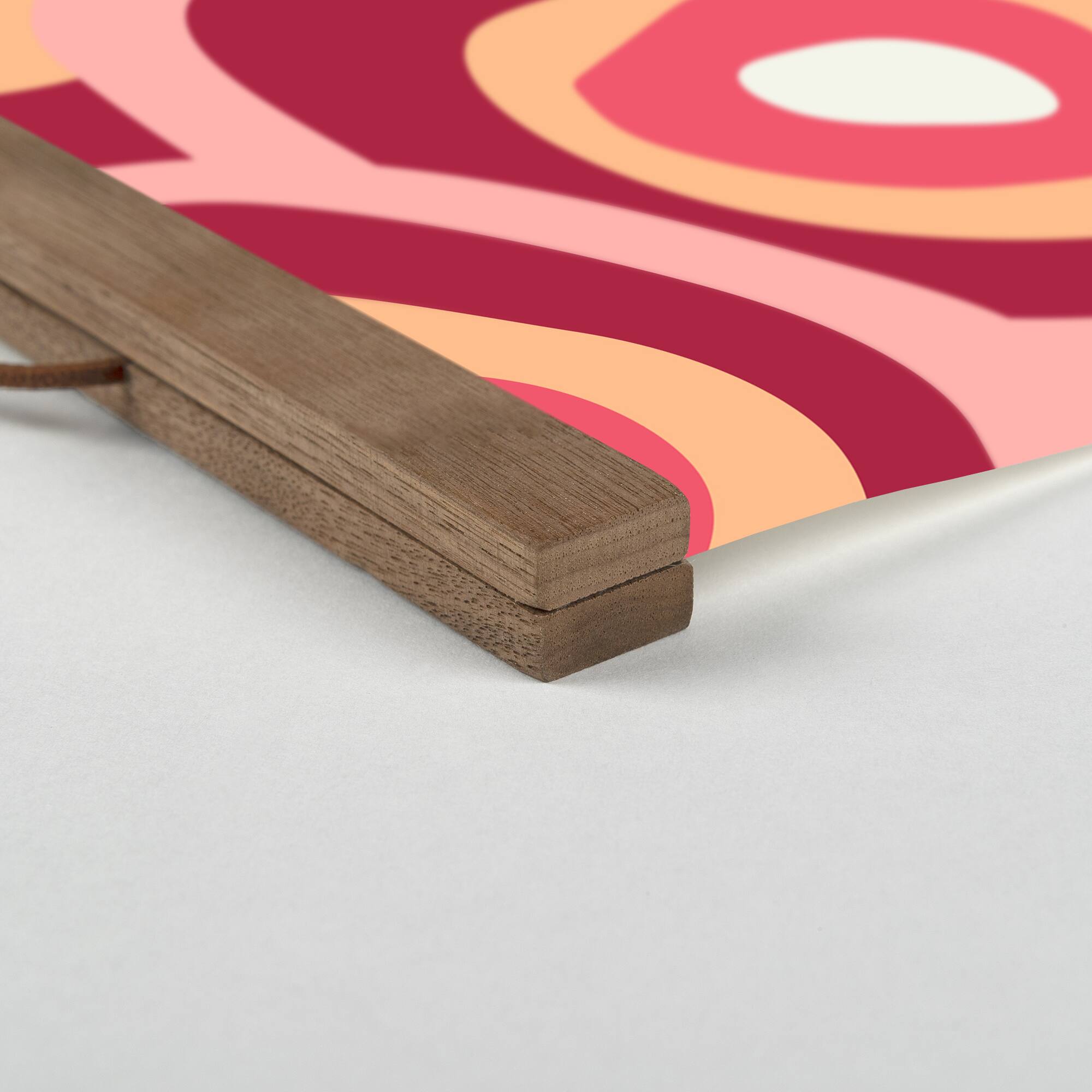 Funky Circles Pattern 16" x 16" Teak Hanging Canvas