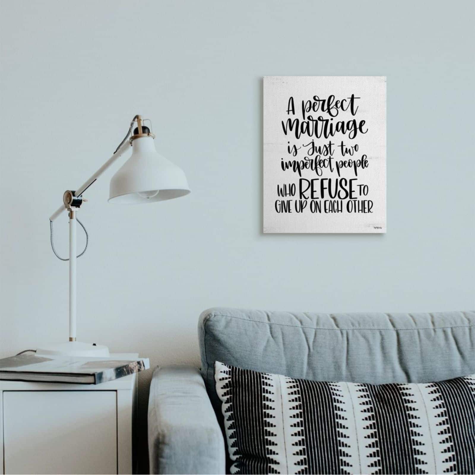 Stupell Industries Perfect Marriage Imperfect People Phrase Love Quote Canvas Wall Art