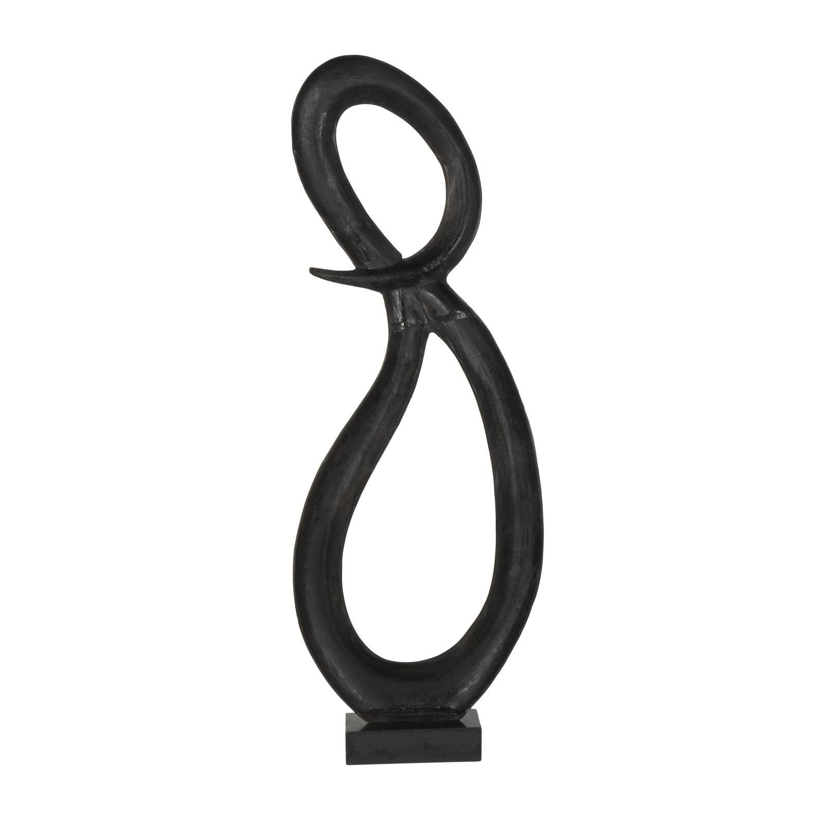 22.25" Black Aluminum Abstract Looped Floor Sculpture with Marble Base