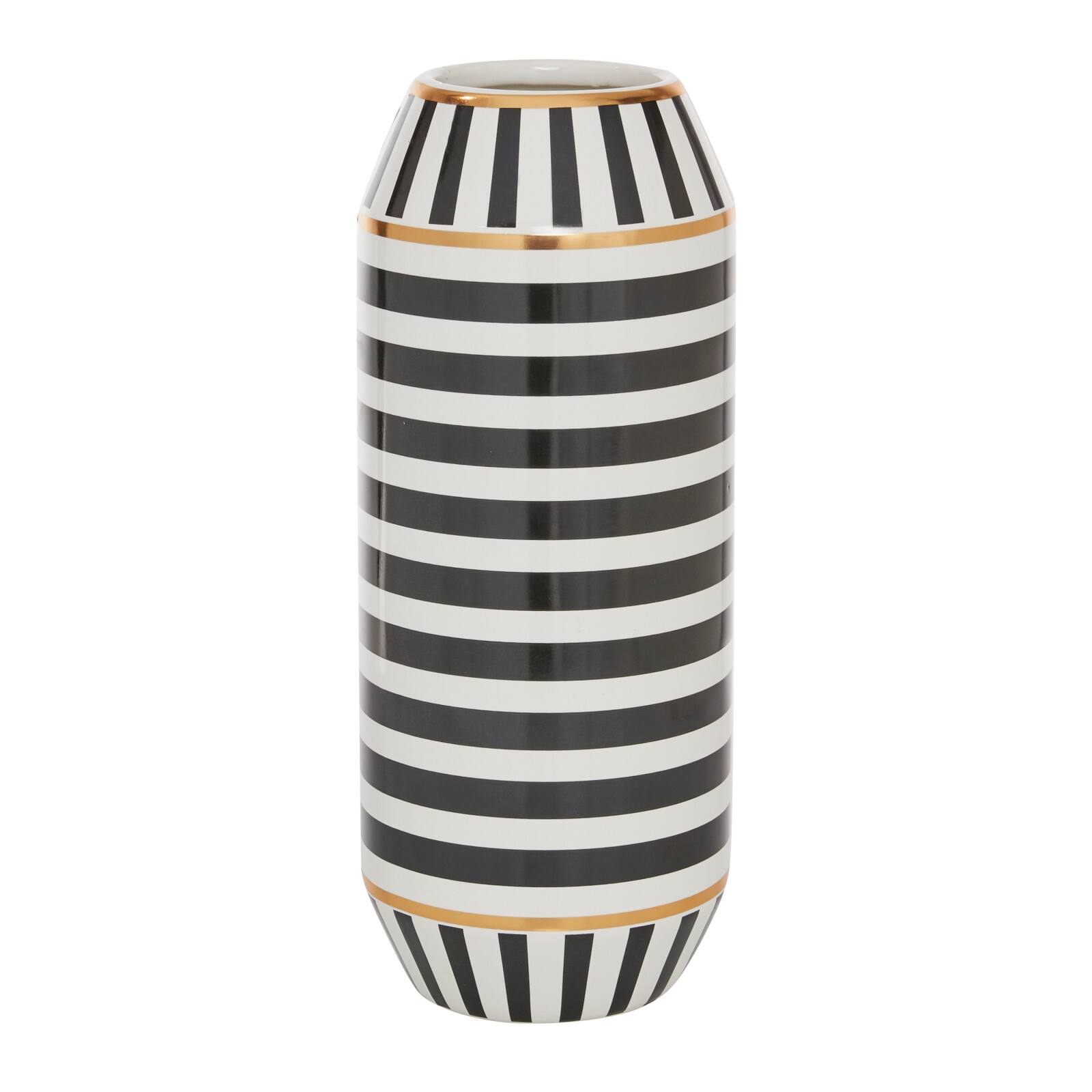Black Ceramic Modern Vase, 16" x 6" x 6"