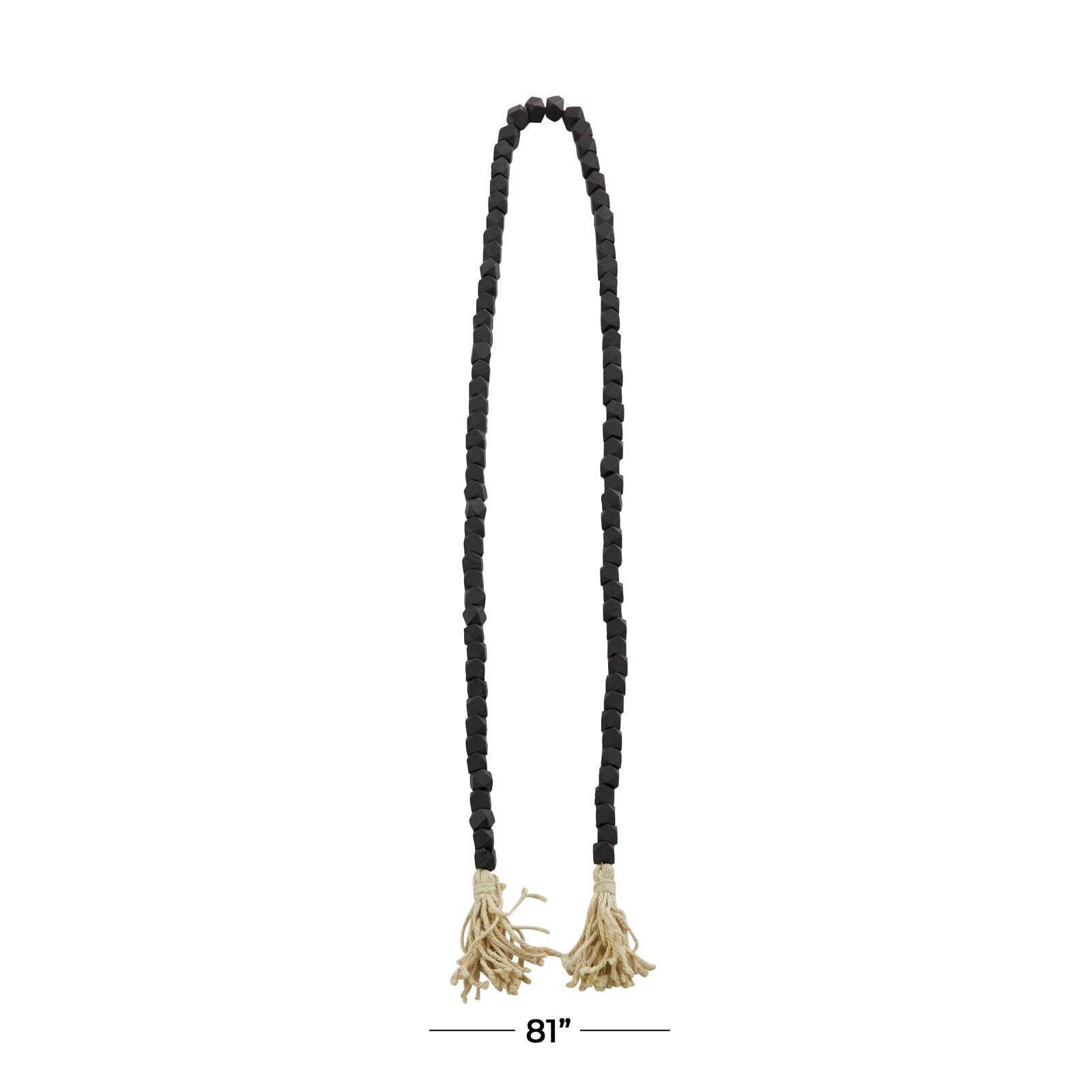 80" Bohemian Mango Wood Beads with Tassels Garland