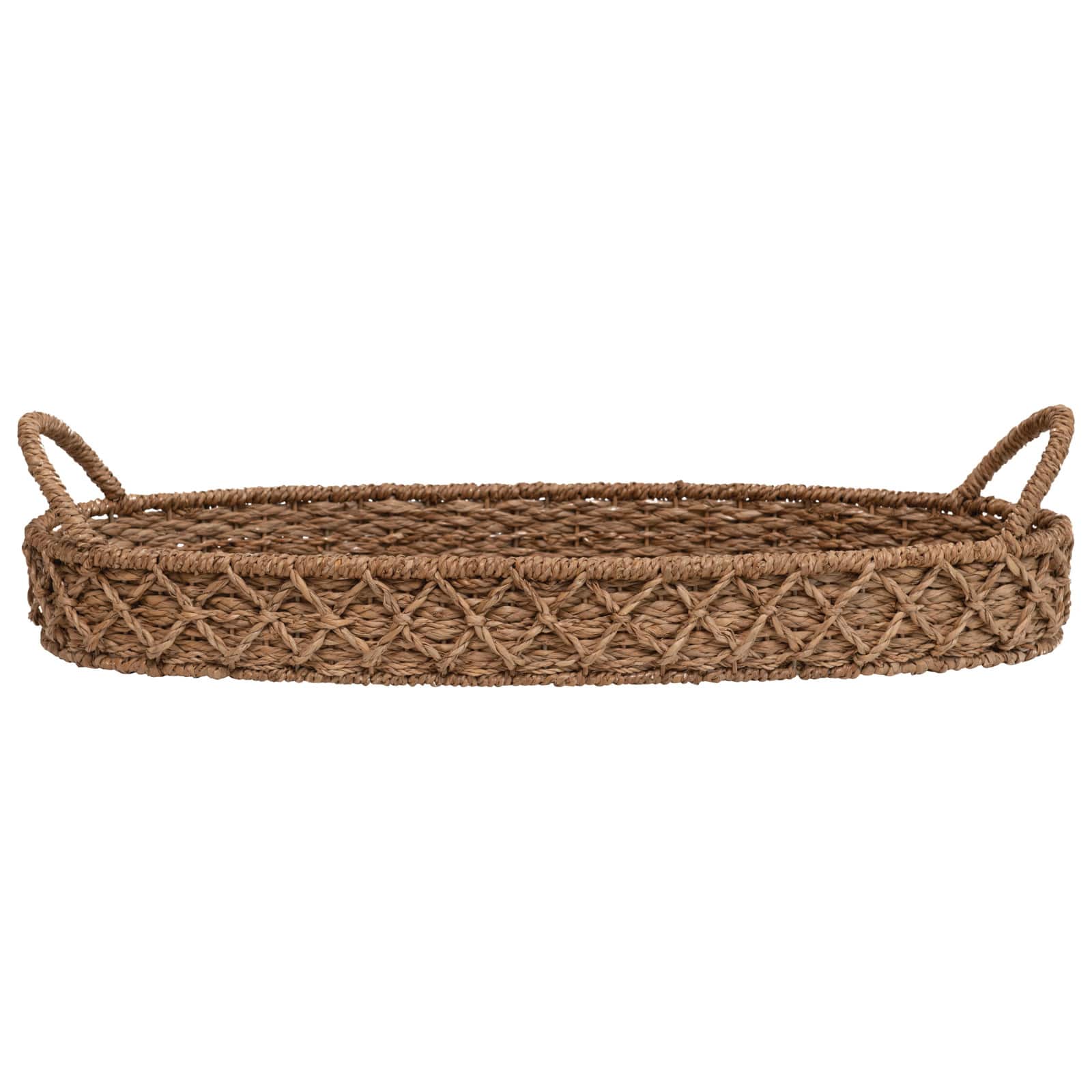 Hello Honey® 32" Decorative Oval Woven Seagrass Tray with Handles