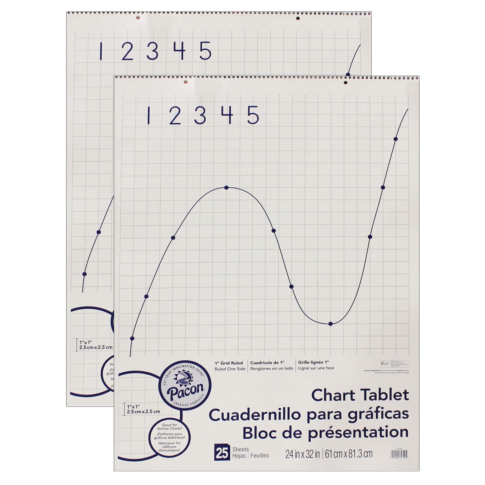 Pacon® 24" x 32" Grid Ruled Chart Tablets, 2 Packs of 25
