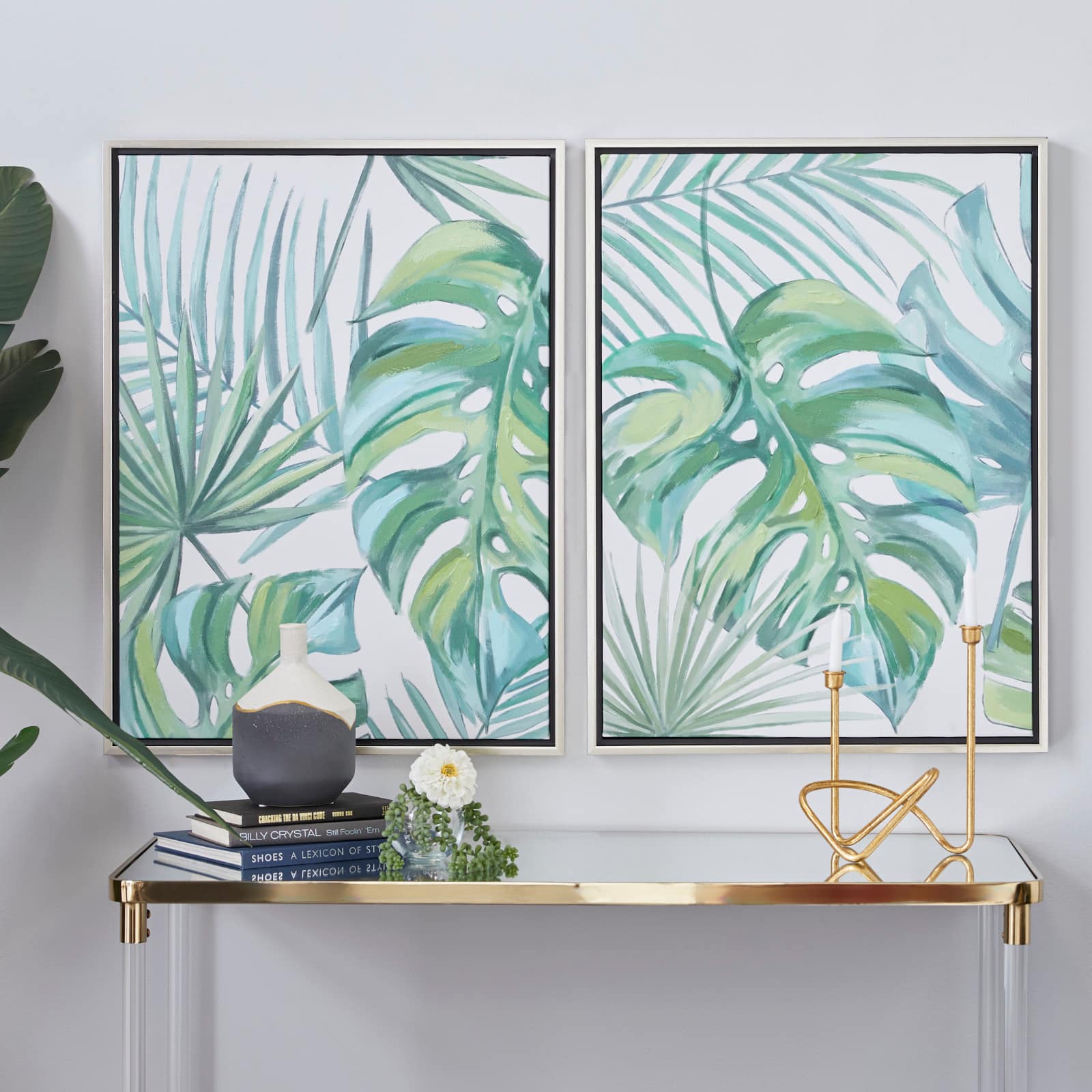 CosmoLiving by Cosmopolitan Set of 2 Green Canvas Wall Art 24", 32"