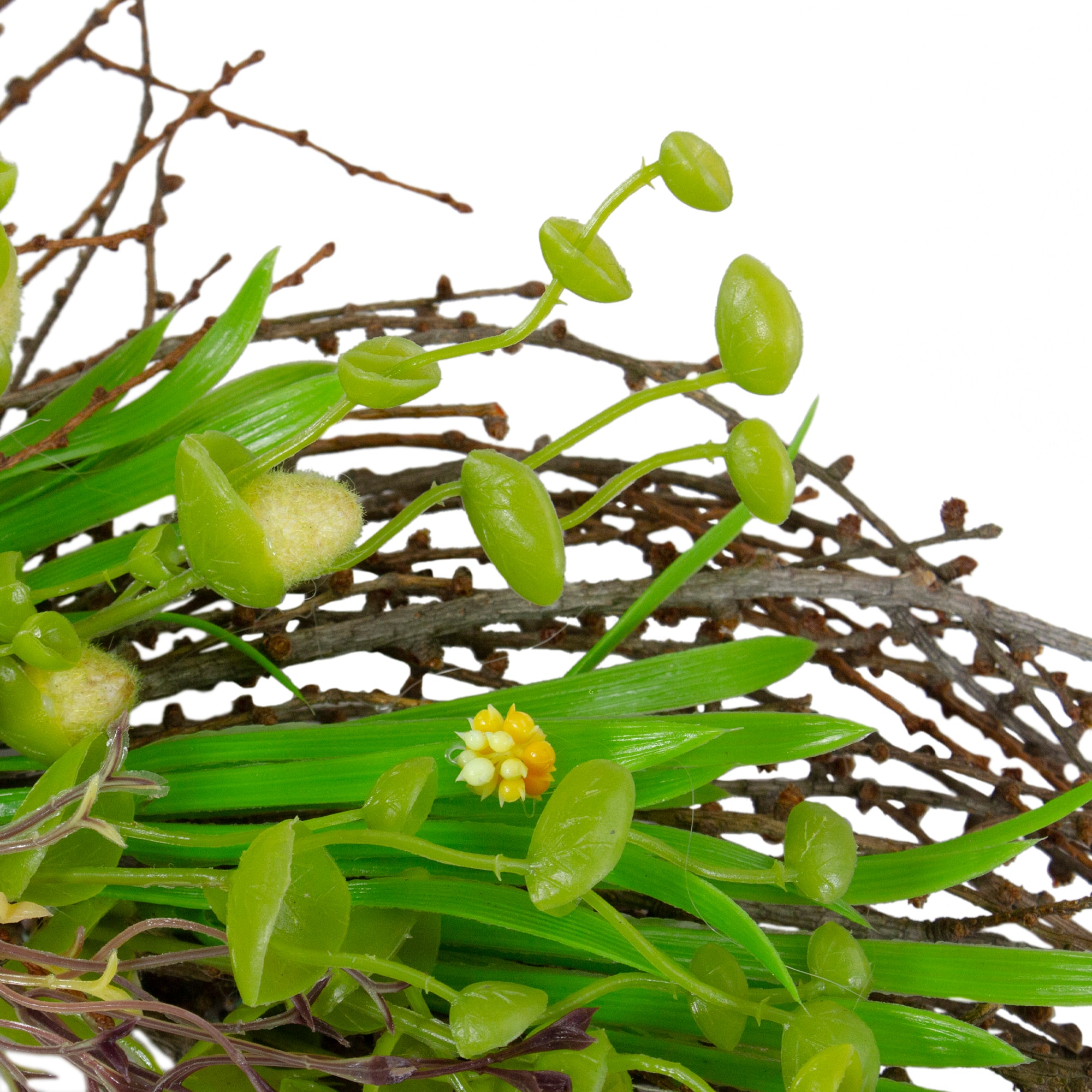 20" Green & Yellow Flower Buds, Leaves & Twigs Wreath