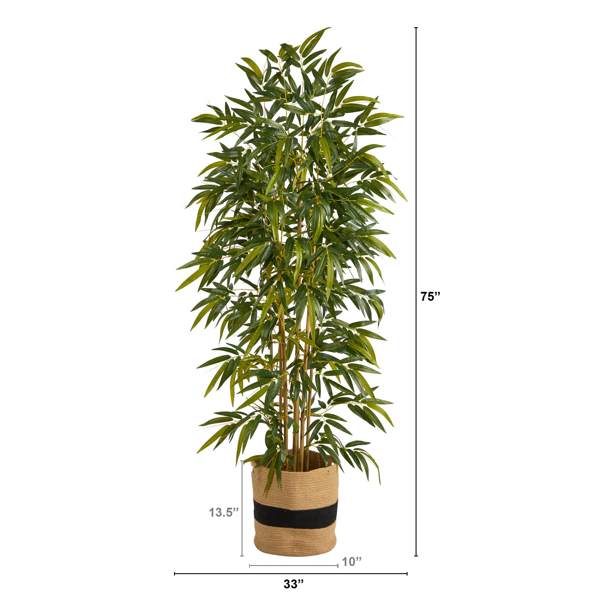 75" Bamboo Artificial Tree in Handmade Natural Cotton Planter