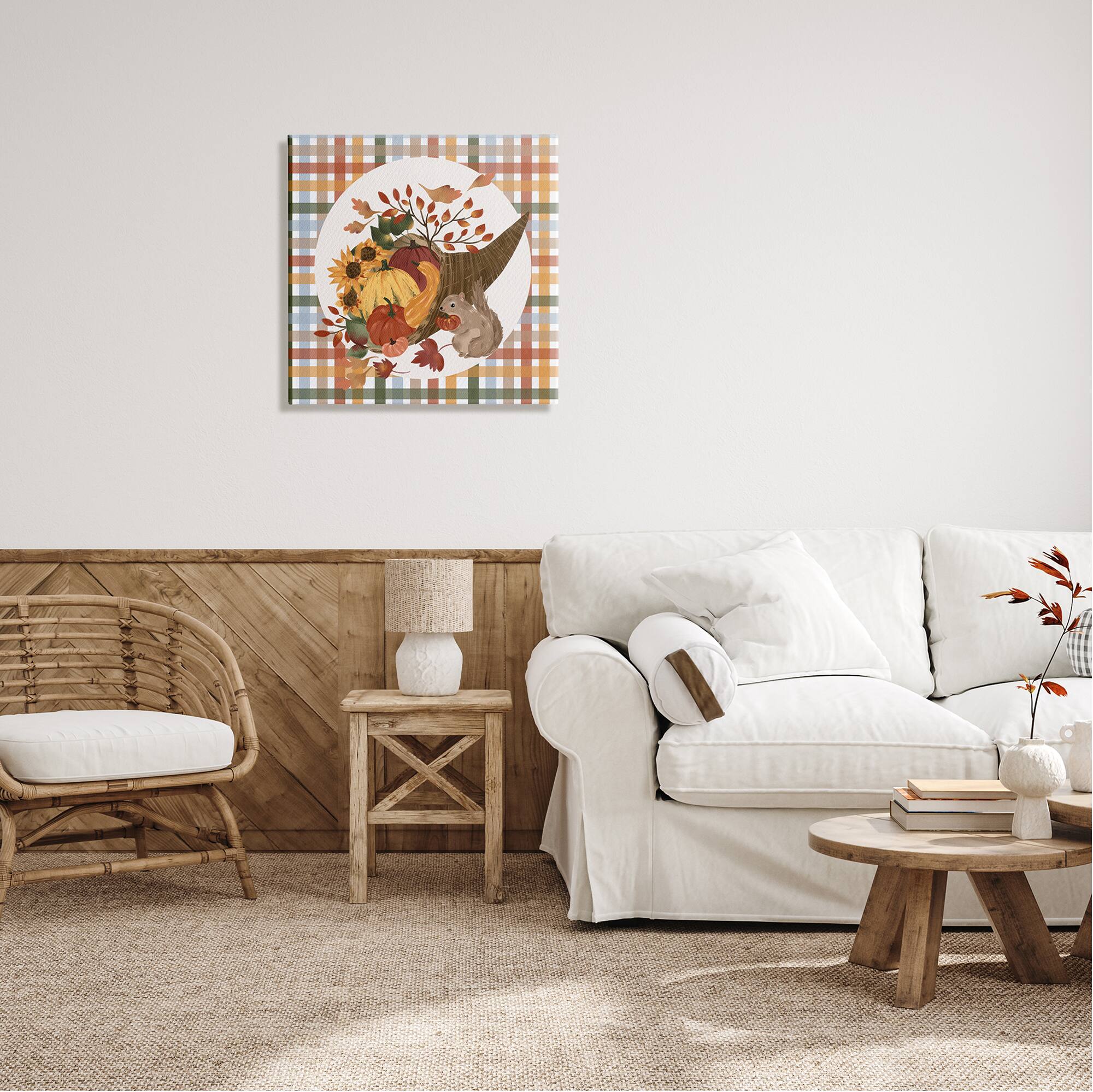 Stupell Industries Abundant Harvest Tartan Cornucopia Canvas Wall Art