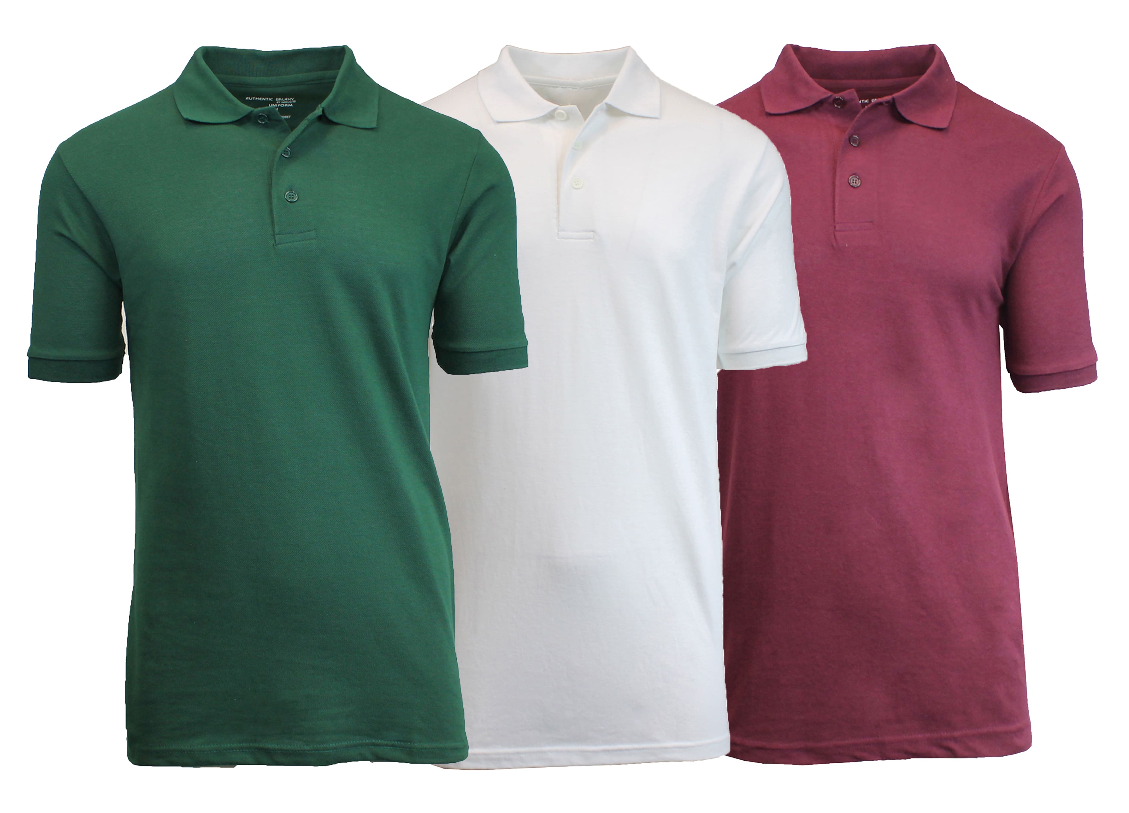 Galaxy By Harvic Short Sleeve Men's Pique Polo Shirt 3 Pack