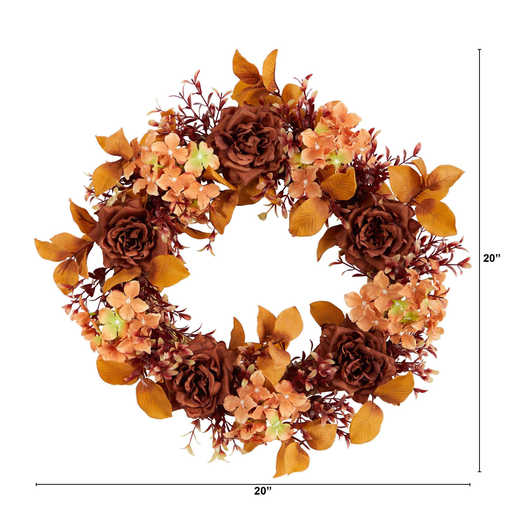 20" Autumn Rose & Hydrangea Wreath