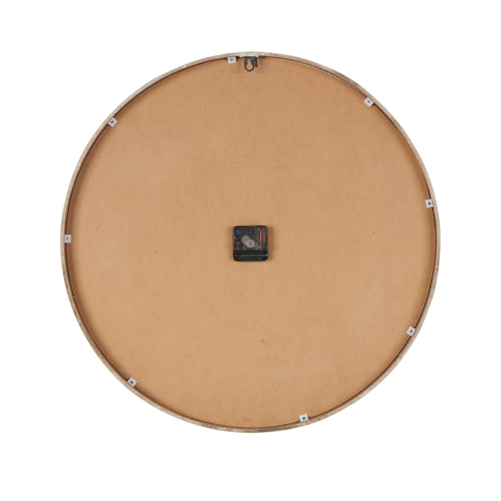 24" x 24" Light Brown Distressed Decorative Wall Clock with Beaded Frame