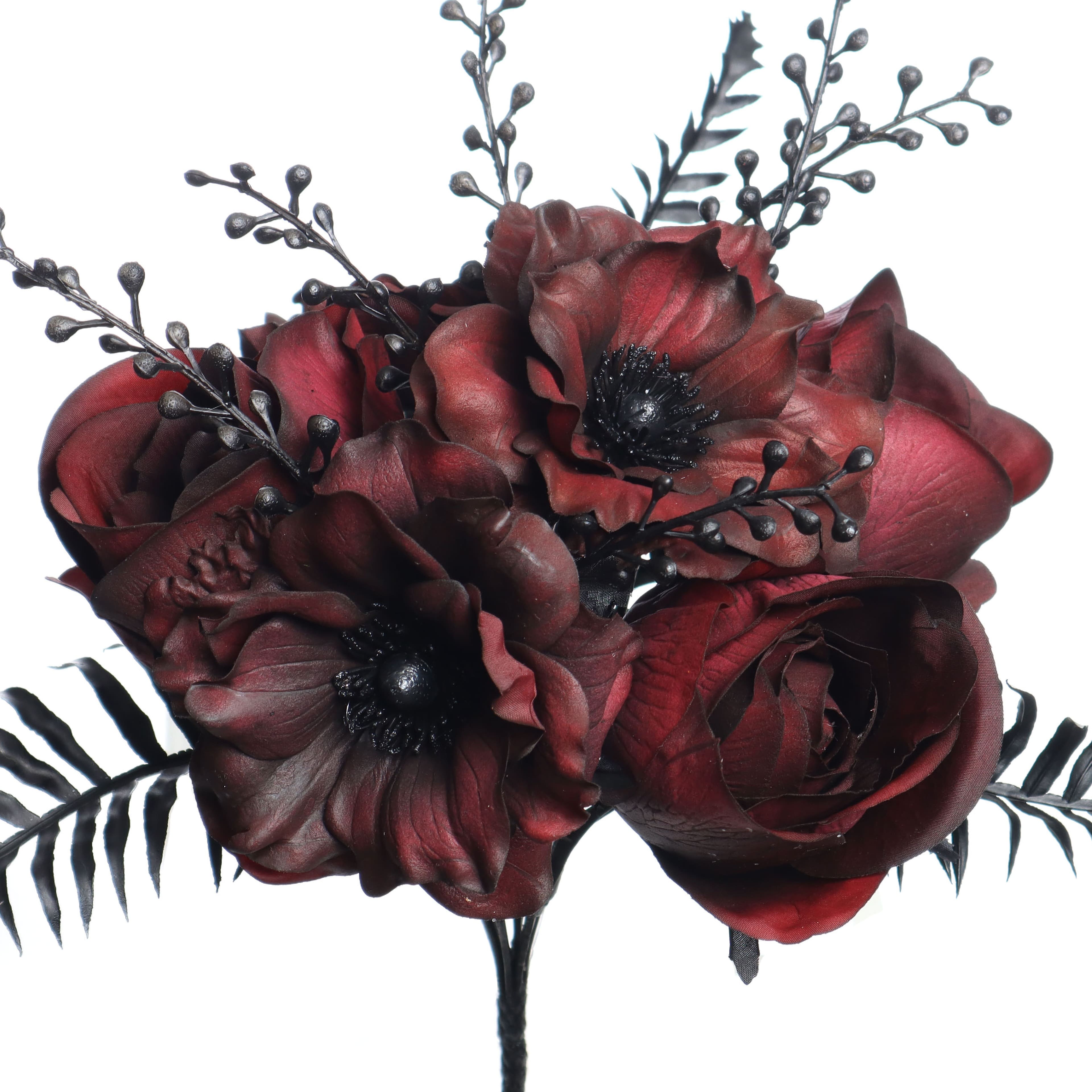 11.5" Burgundy Rose & Anemone Real Touch Bush by Ashland®