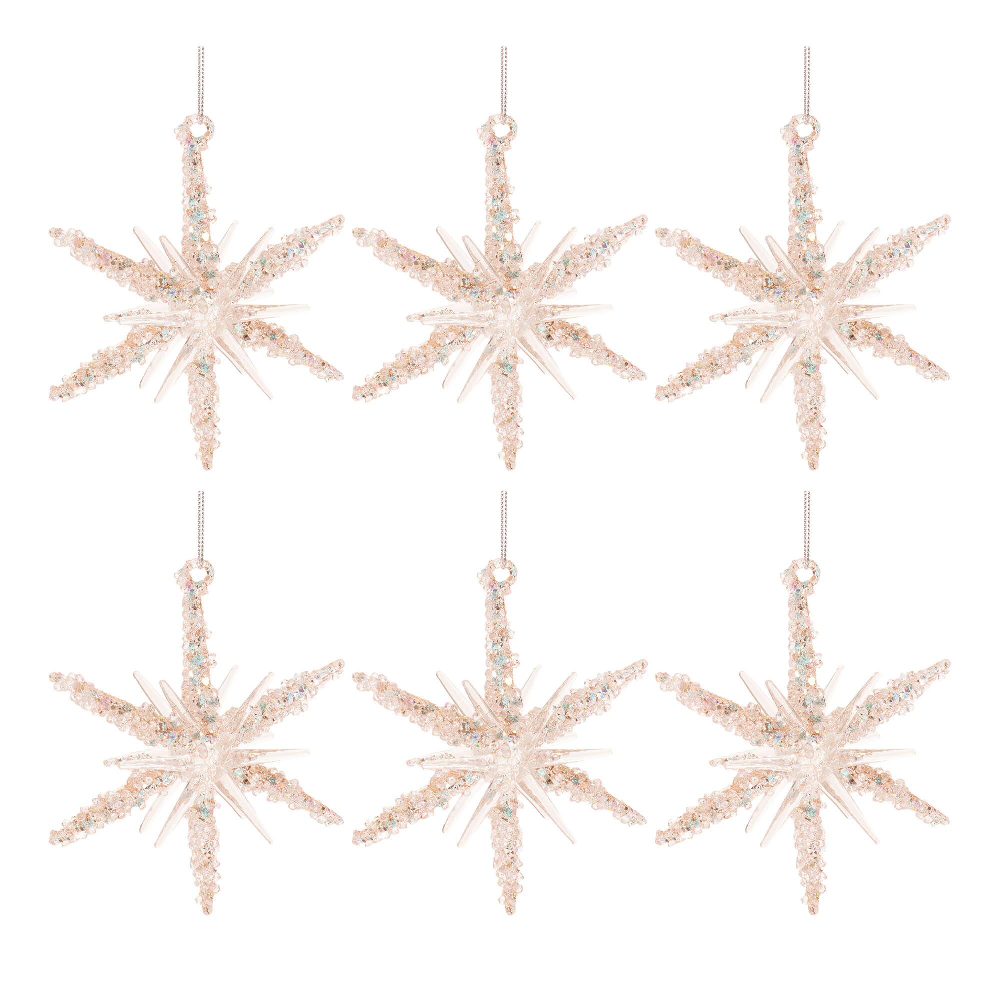 4" Beaded Glass Star Ornaments, 6ct.
