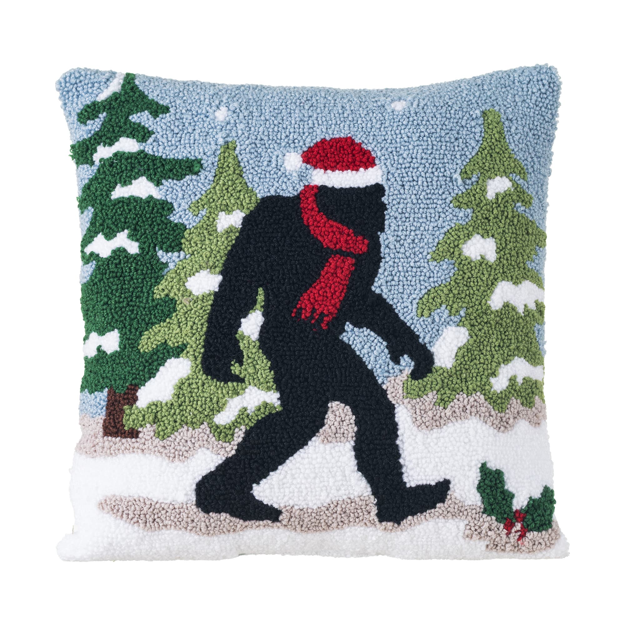 Glitzhome® 14" Christmas Hooked Bigfoot Throw Pillow | 14" x 14" x 4" | Michaels®
