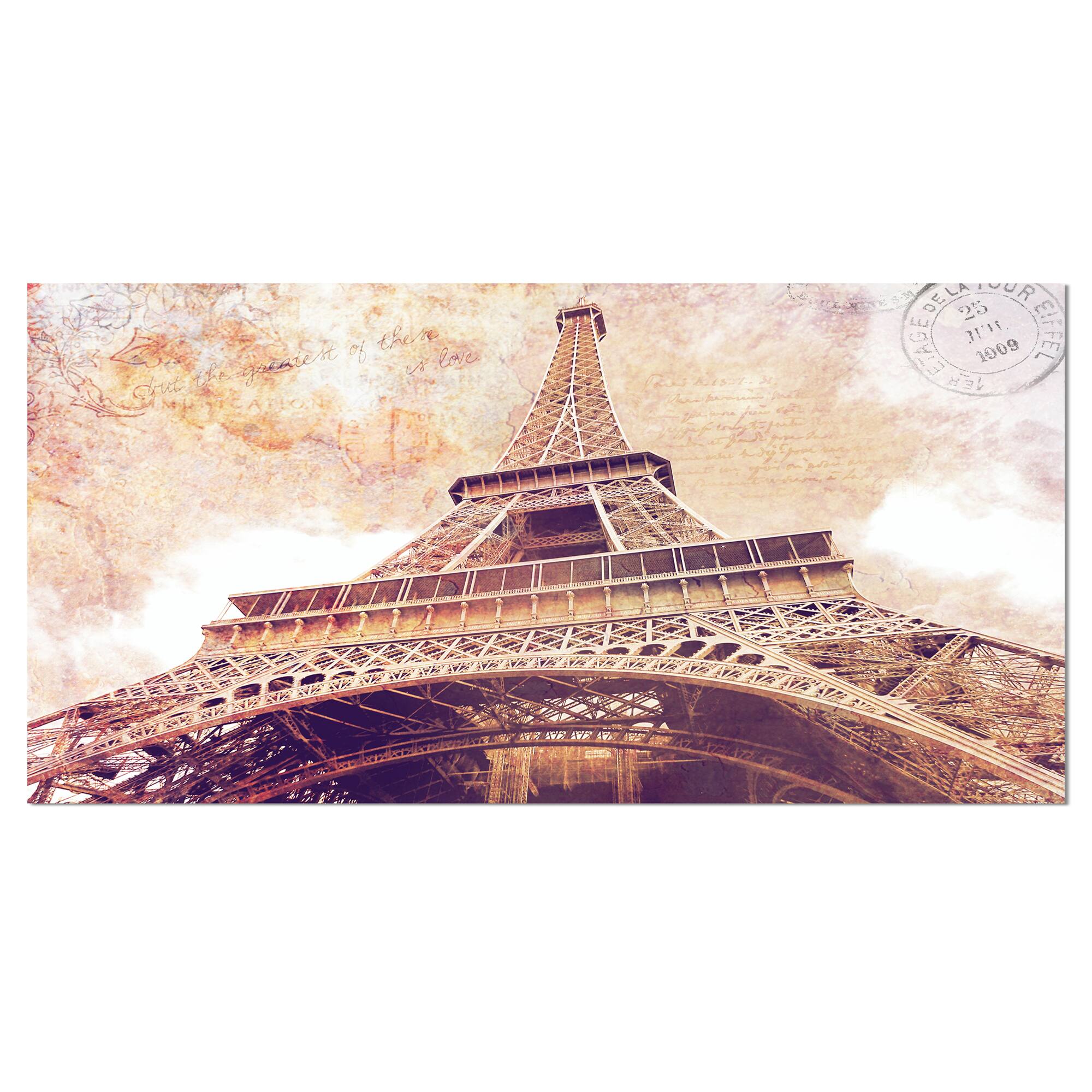 Designart - Paris Paris Eiffel TowerParis Postcard Design